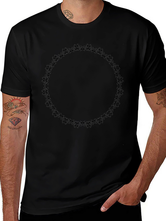 Elegant Black T-Shirt with Subtle Circular Design