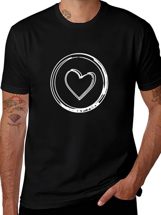 Heart Circle Graphic Tee - Casual Style