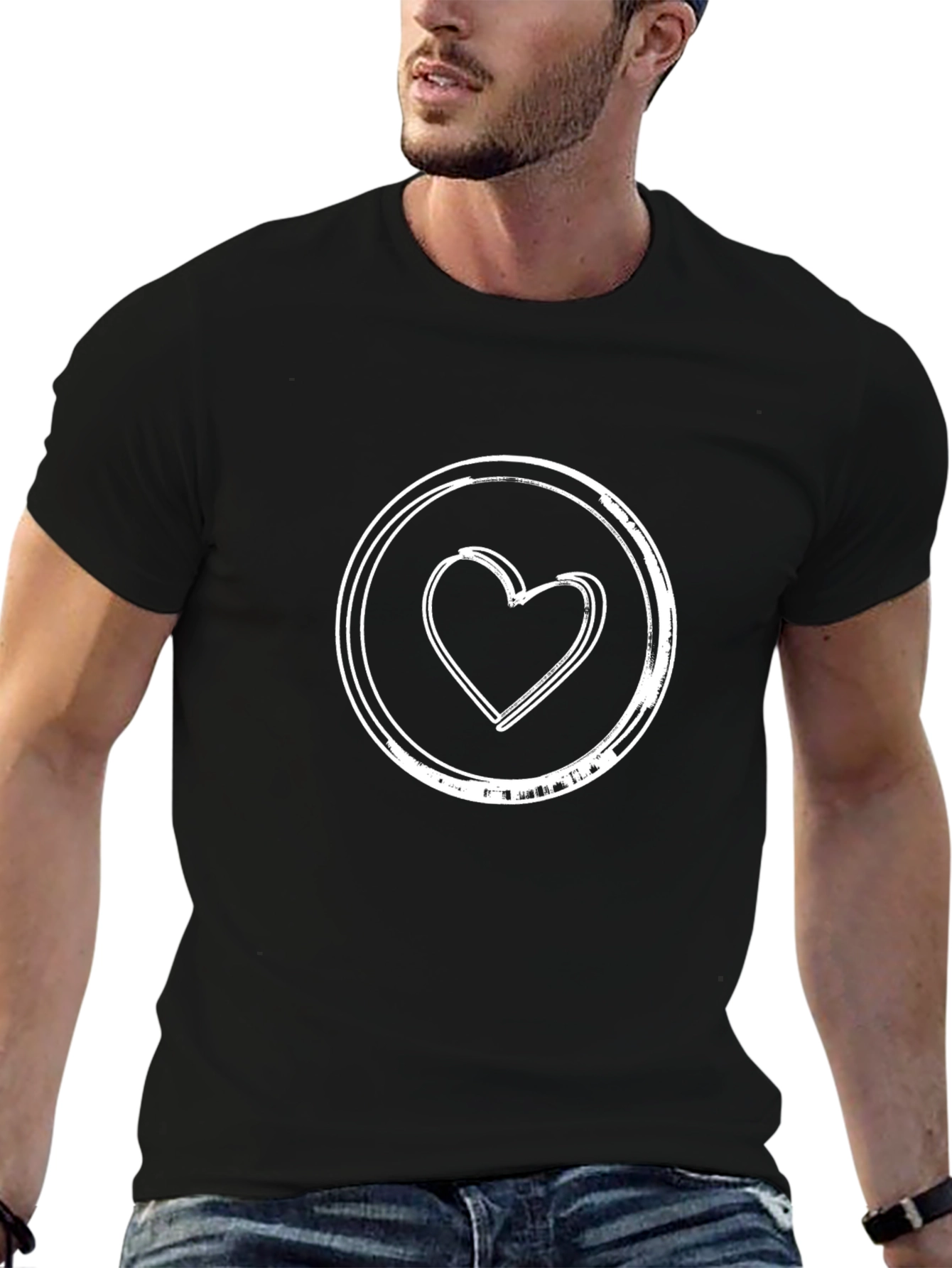 Heart Circle Graphic Tee - Casual Style