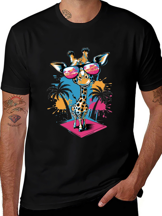 Cool Giraffe Graphic Tee - Tropical Vibes