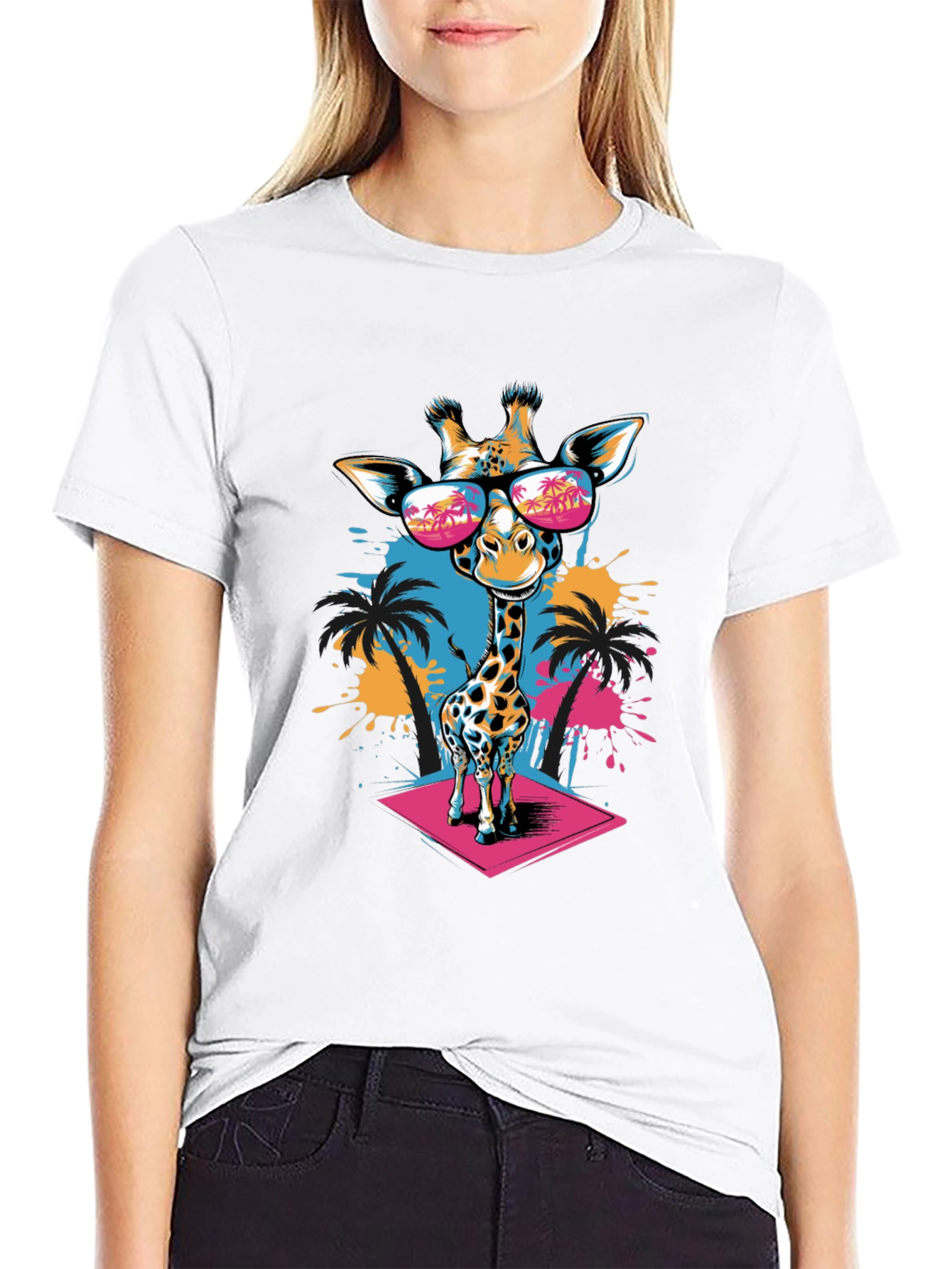 Cool Giraffe Graphic Tee - Tropical Vibes