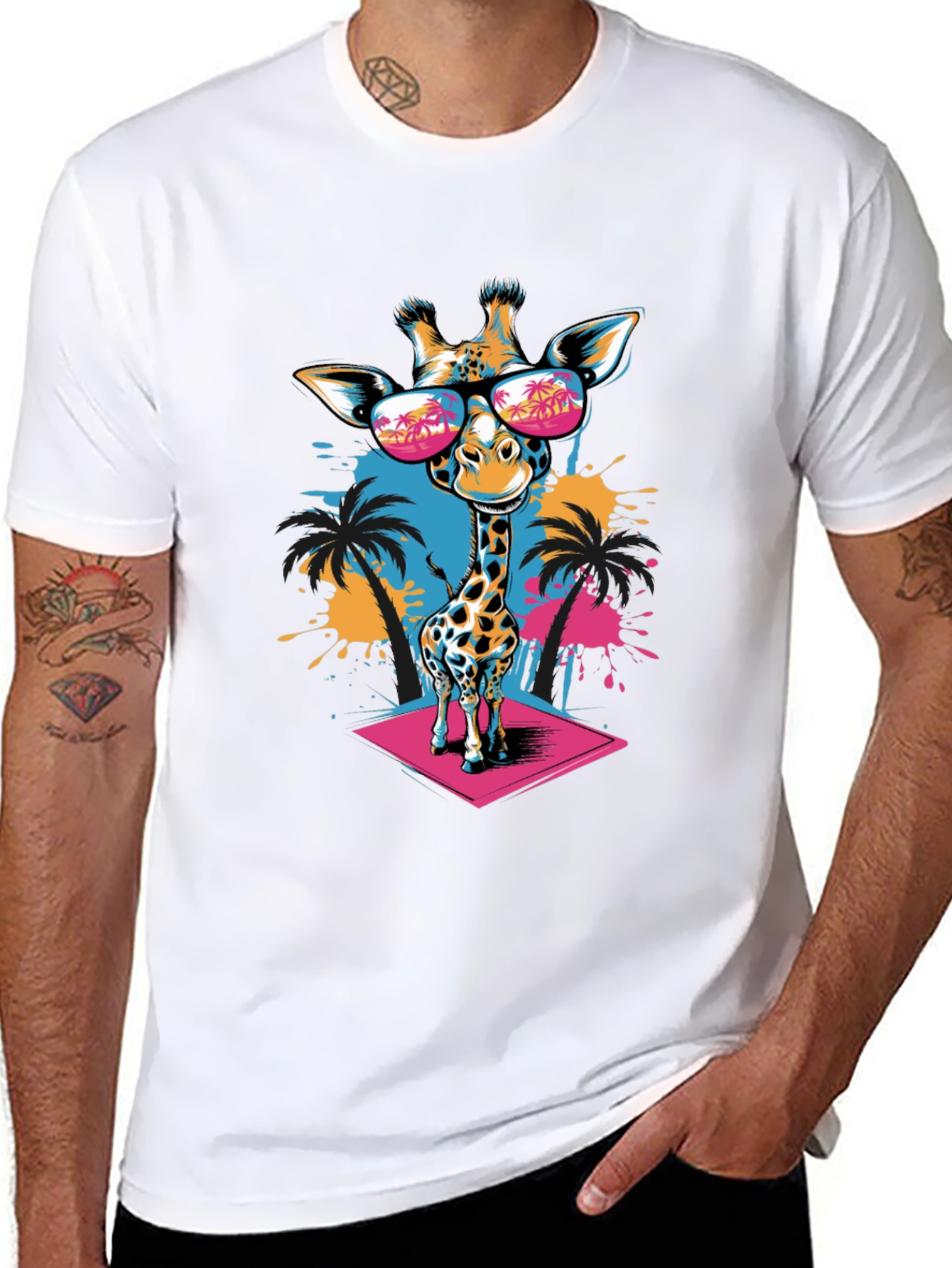 Cool Giraffe Graphic Tee - Tropical Vibes