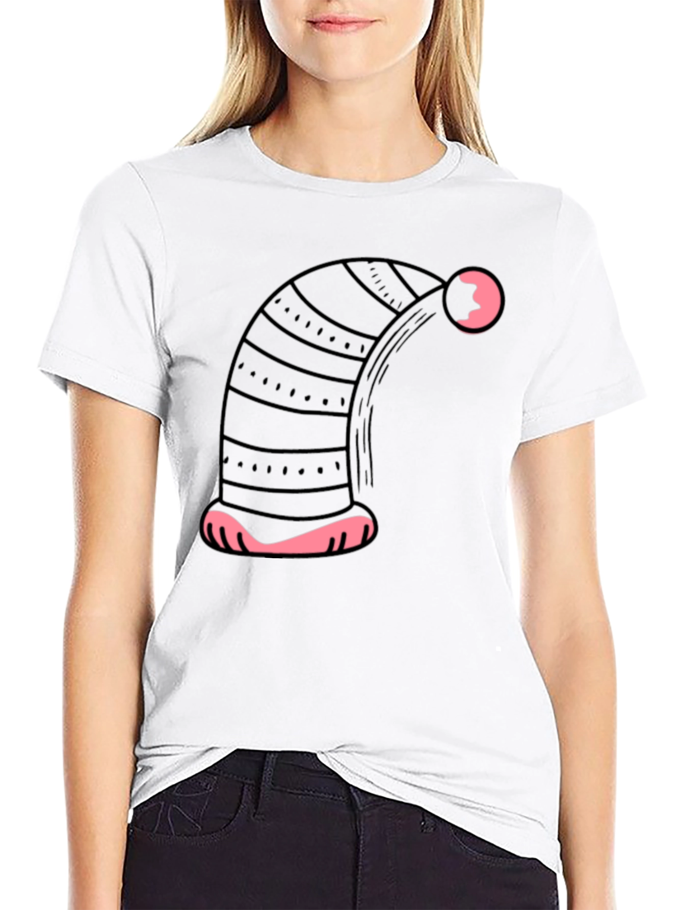 Novelty Black T-Shirt with Sleepy Nightcap Design