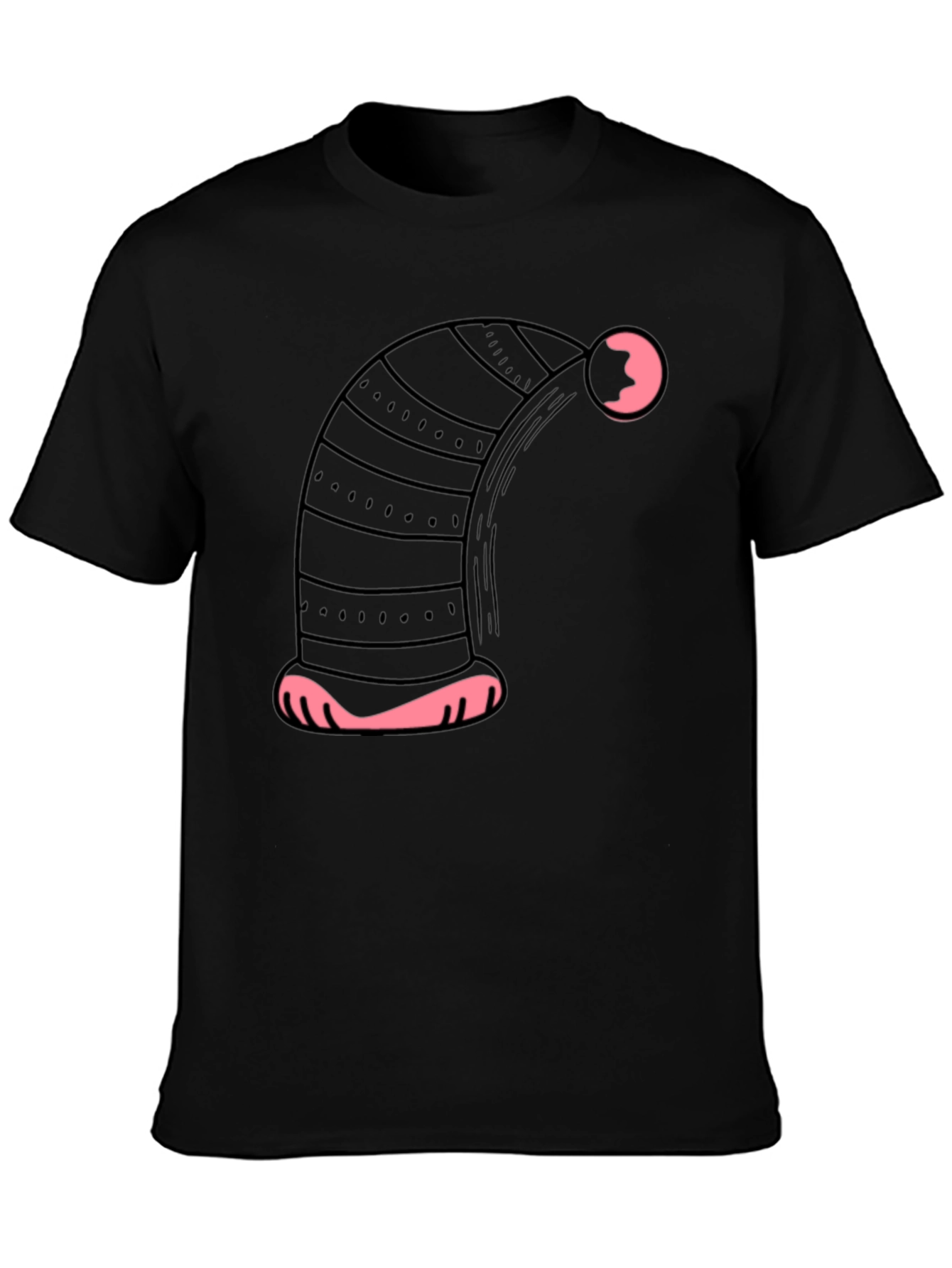 Novelty Black T-Shirt with Sleepy Nightcap Design