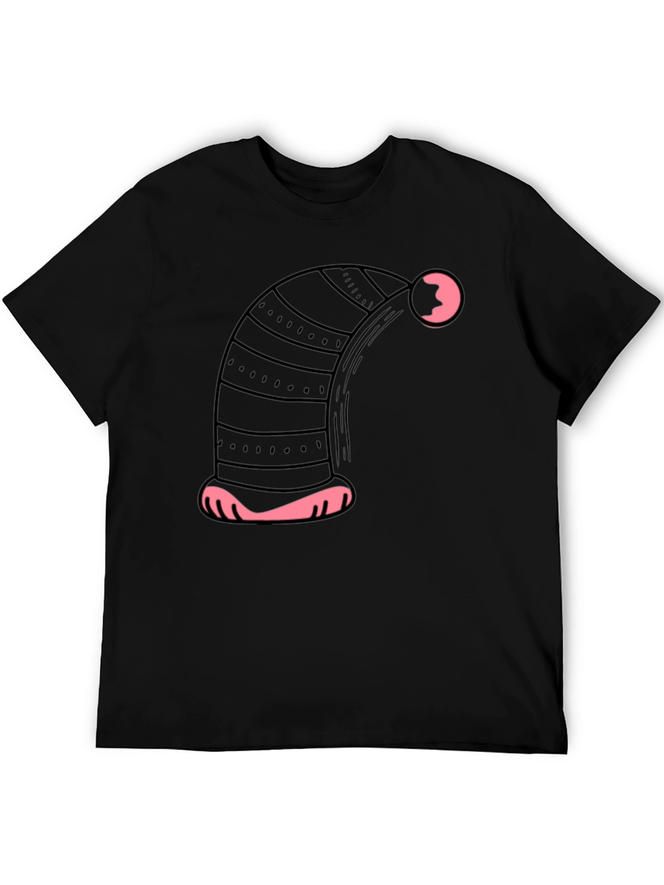 Novelty Black T-Shirt with Sleepy Nightcap Design