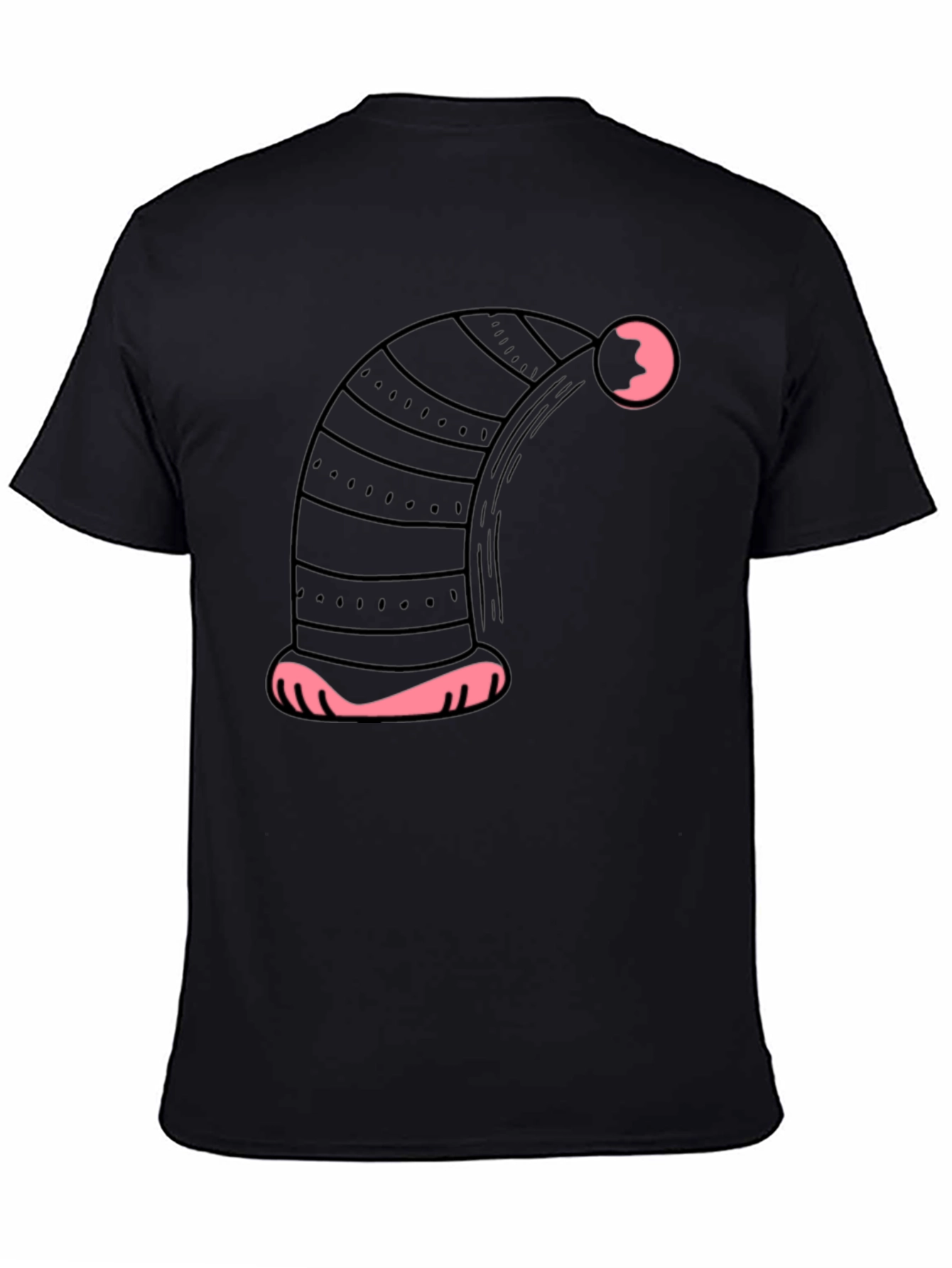 Novelty Black T-Shirt with Sleepy Nightcap Design