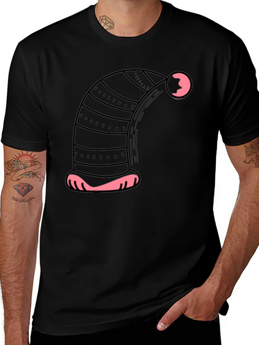 Novelty Black T-Shirt with Sleepy Nightcap Design