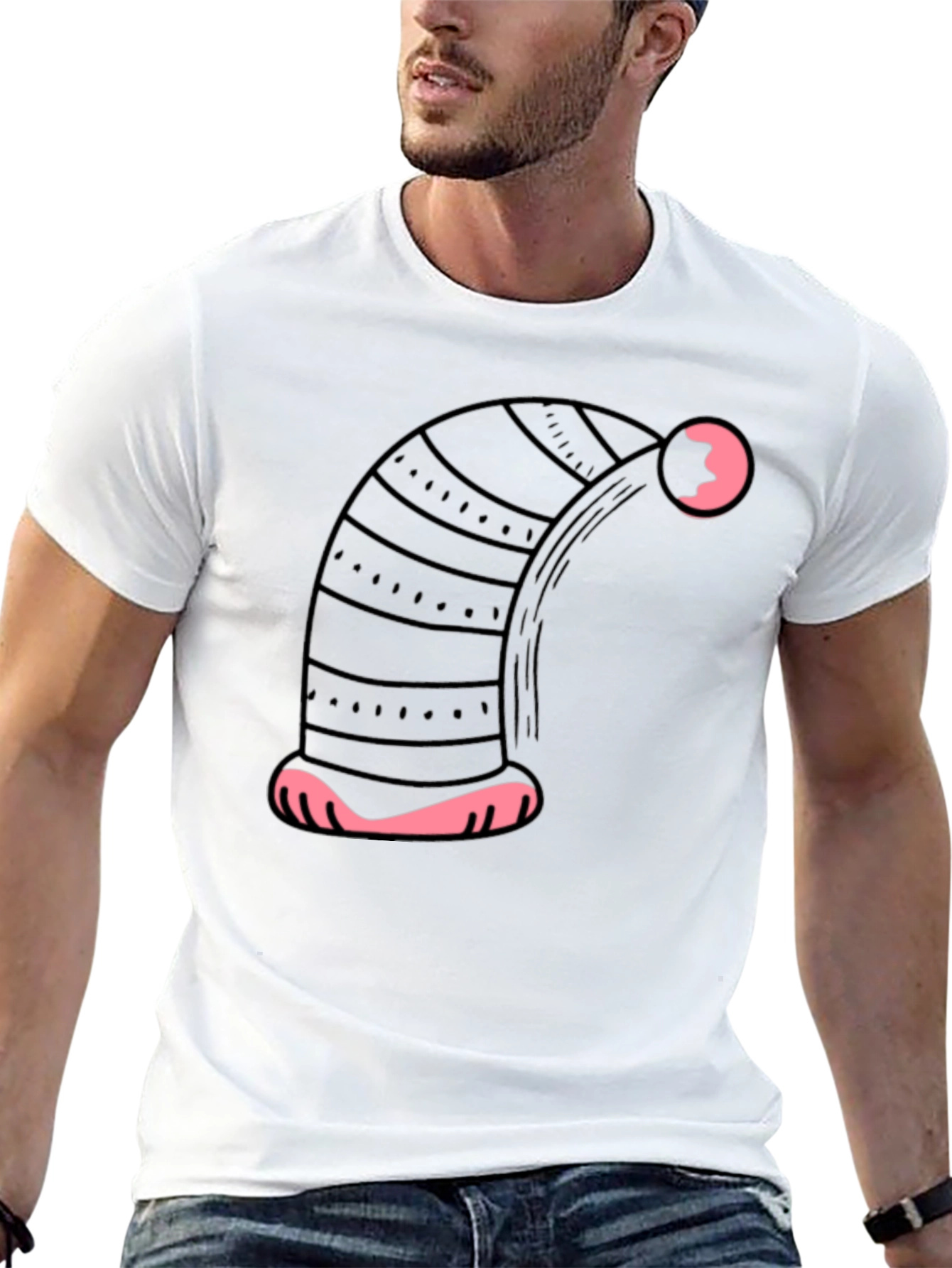 Novelty Black T-Shirt with Sleepy Nightcap Design