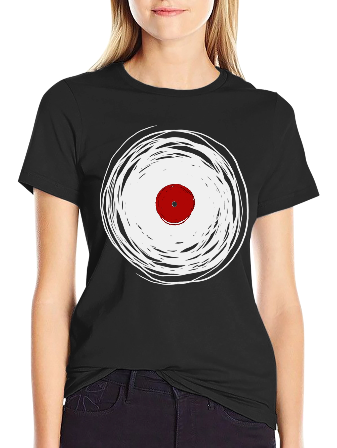 Abstract Vinyl Record Black T-Shirt