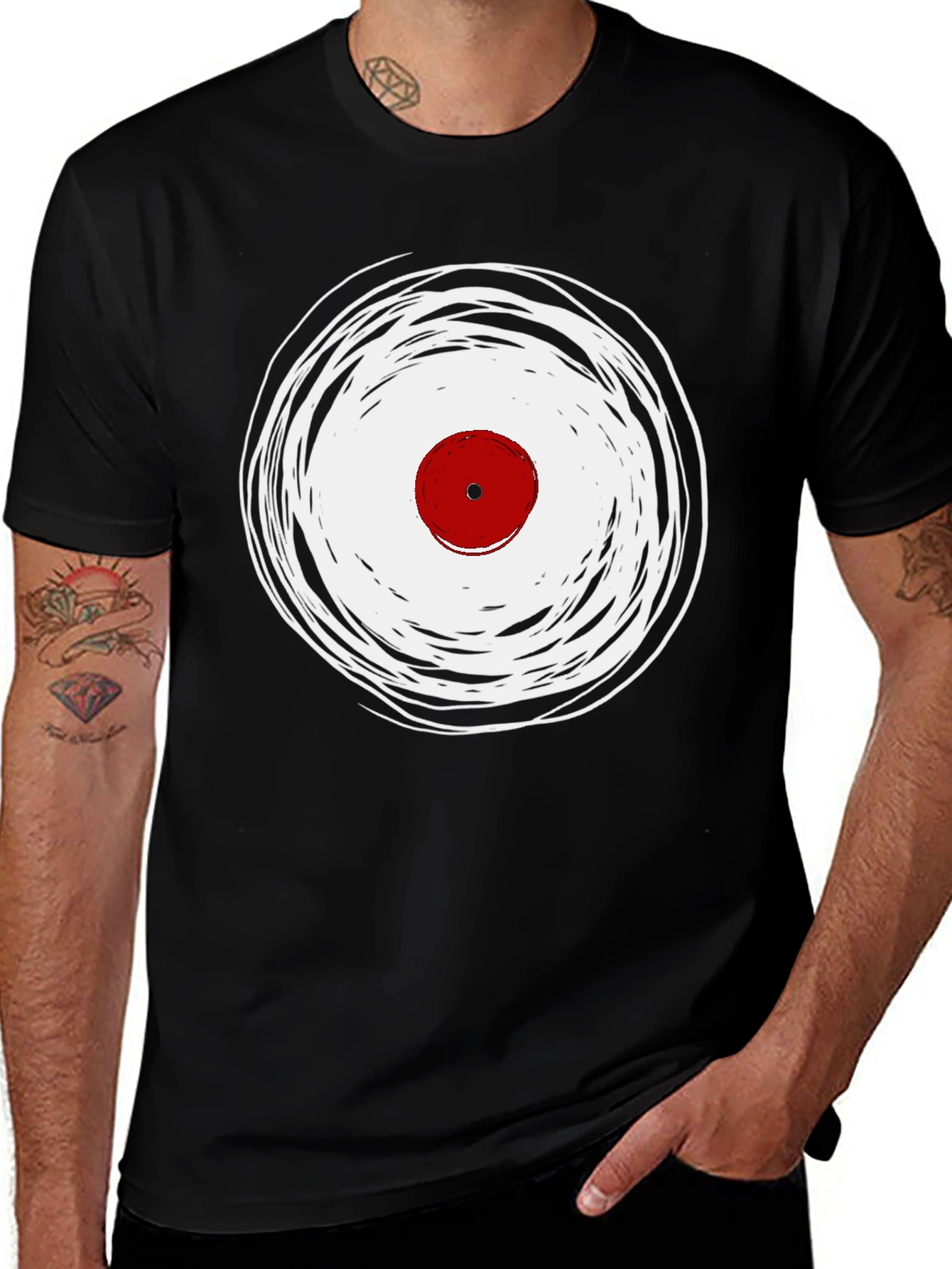 Abstract Vinyl Record Black T-Shirt