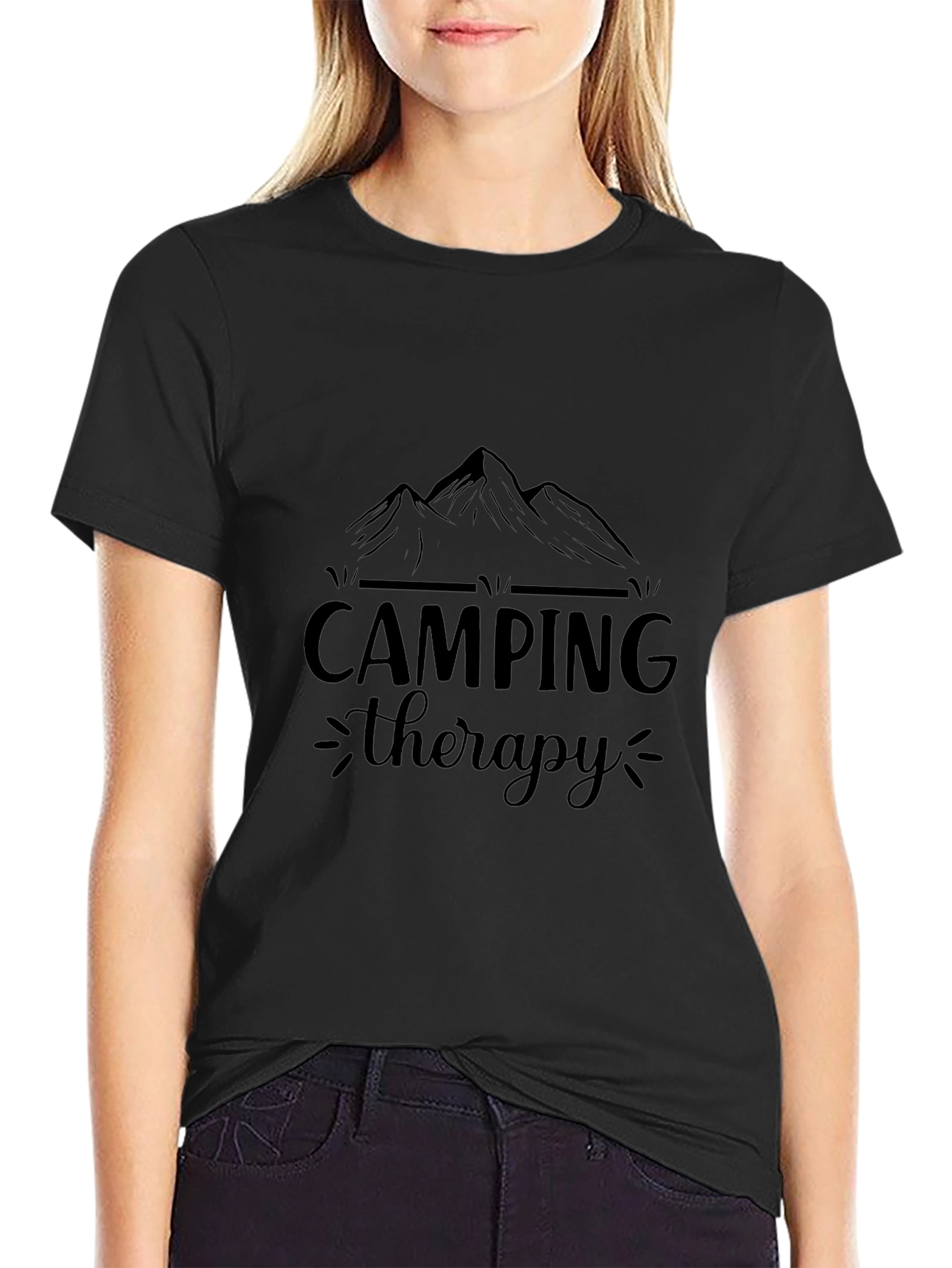 Camping Therapy Black Graphic Tee