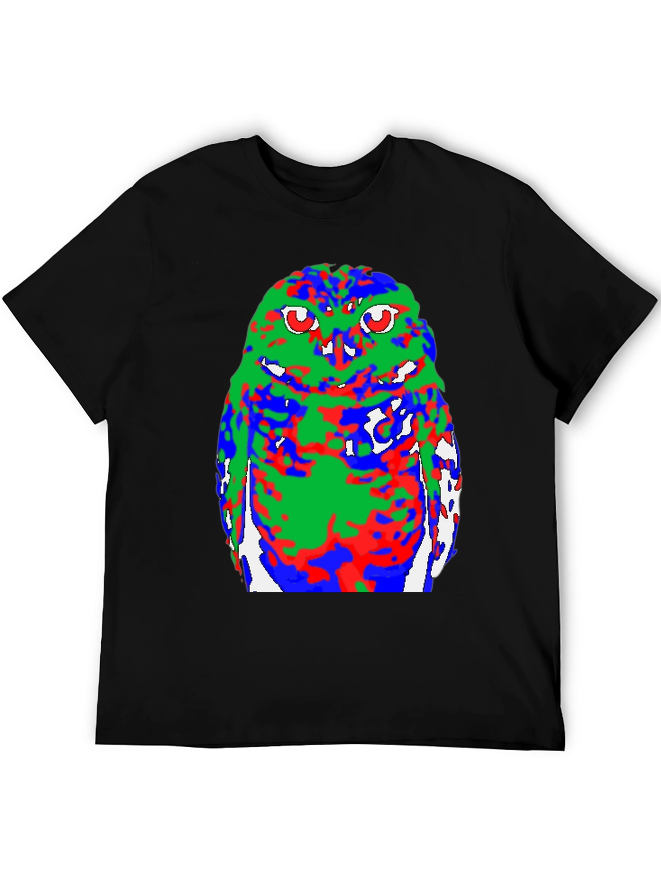 Abstract Owl Graphic Black T-Shirt