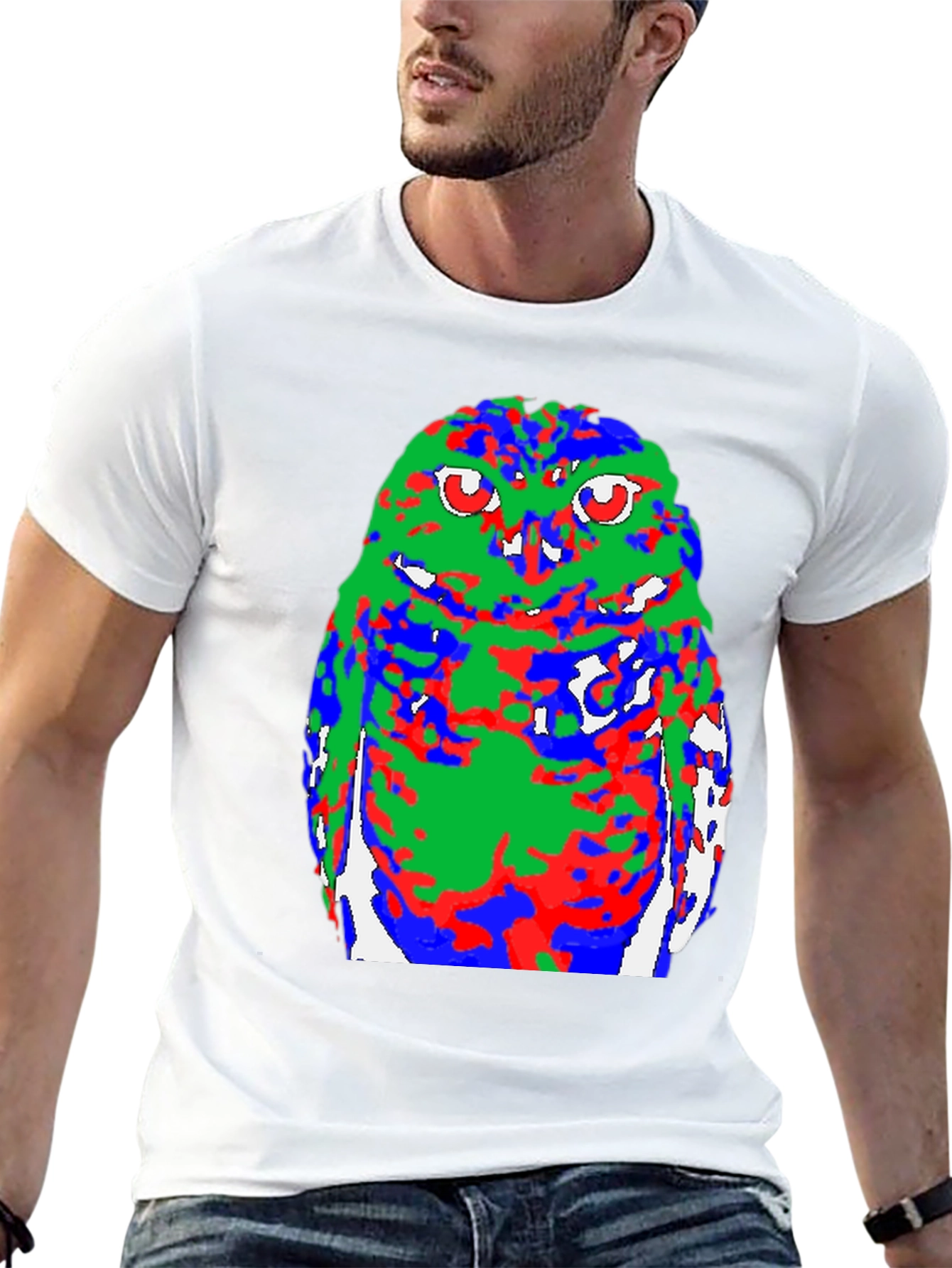 Abstract Owl Graphic Black T-Shirt