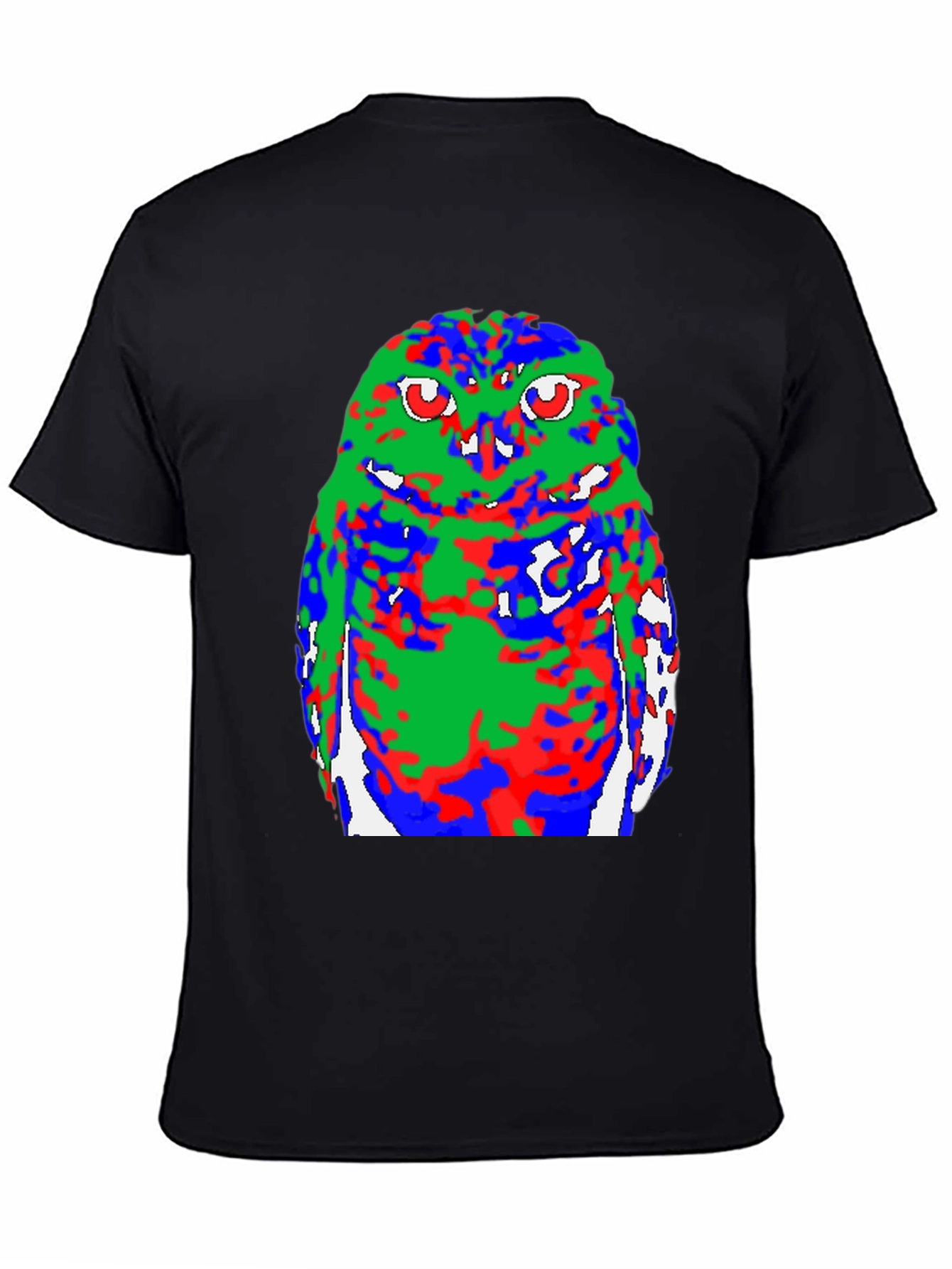 Abstract Owl Graphic Black T-Shirt