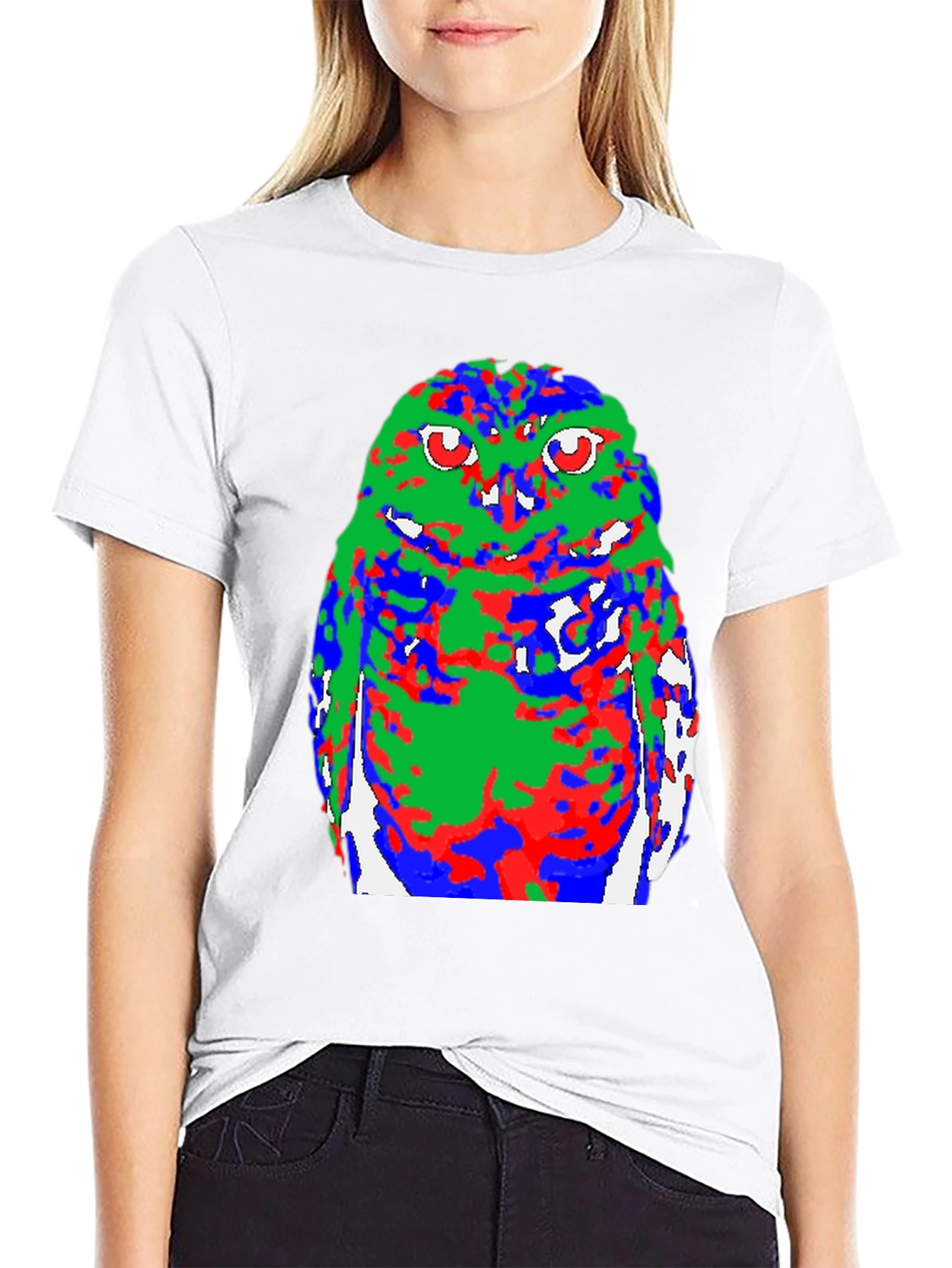 Abstract Owl Graphic Black T-Shirt