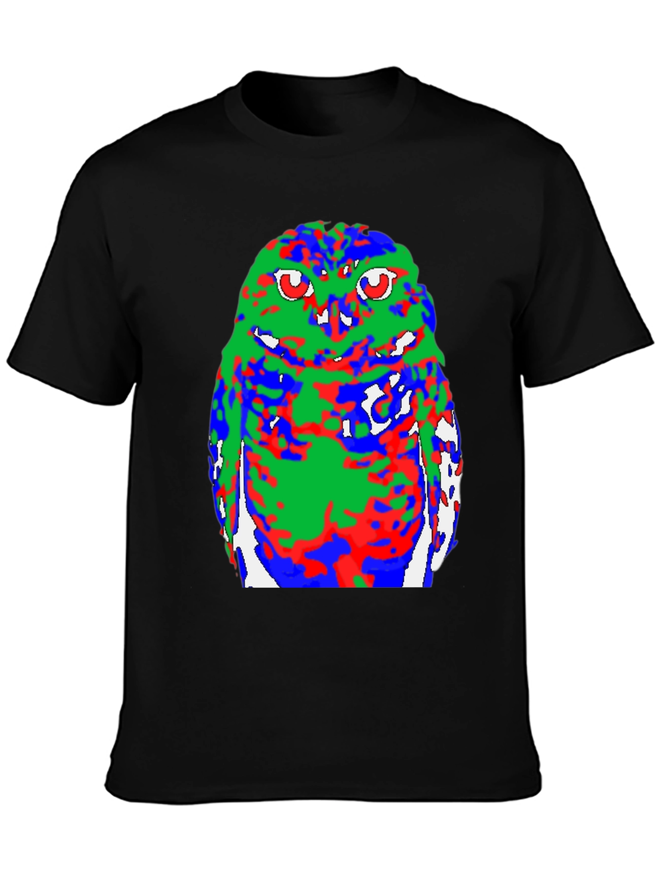 Abstract Owl Graphic Black T-Shirt