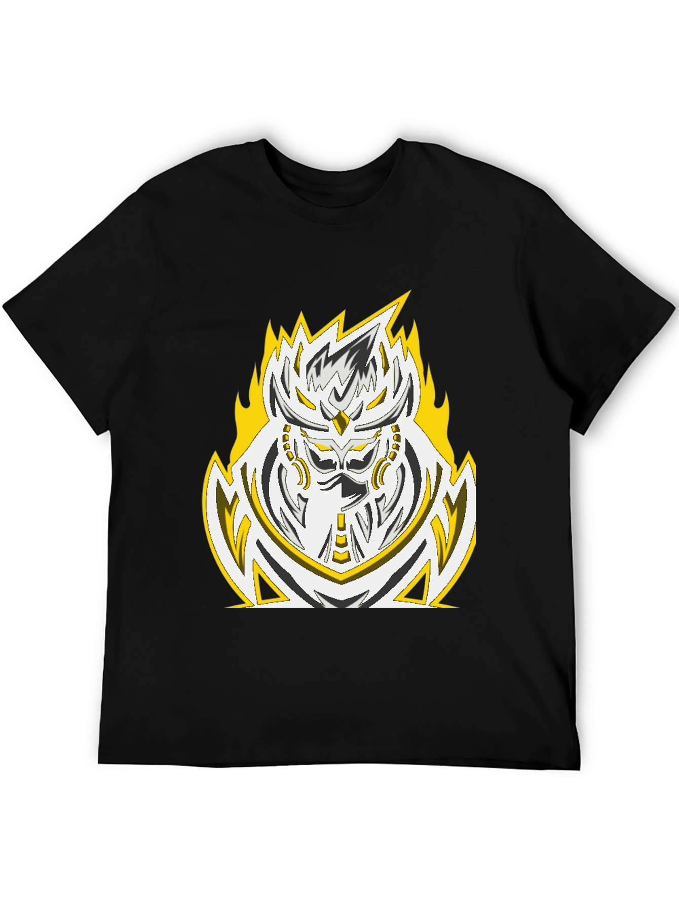 Fiery Warrior Graphic Tee - Black Cotton Blend