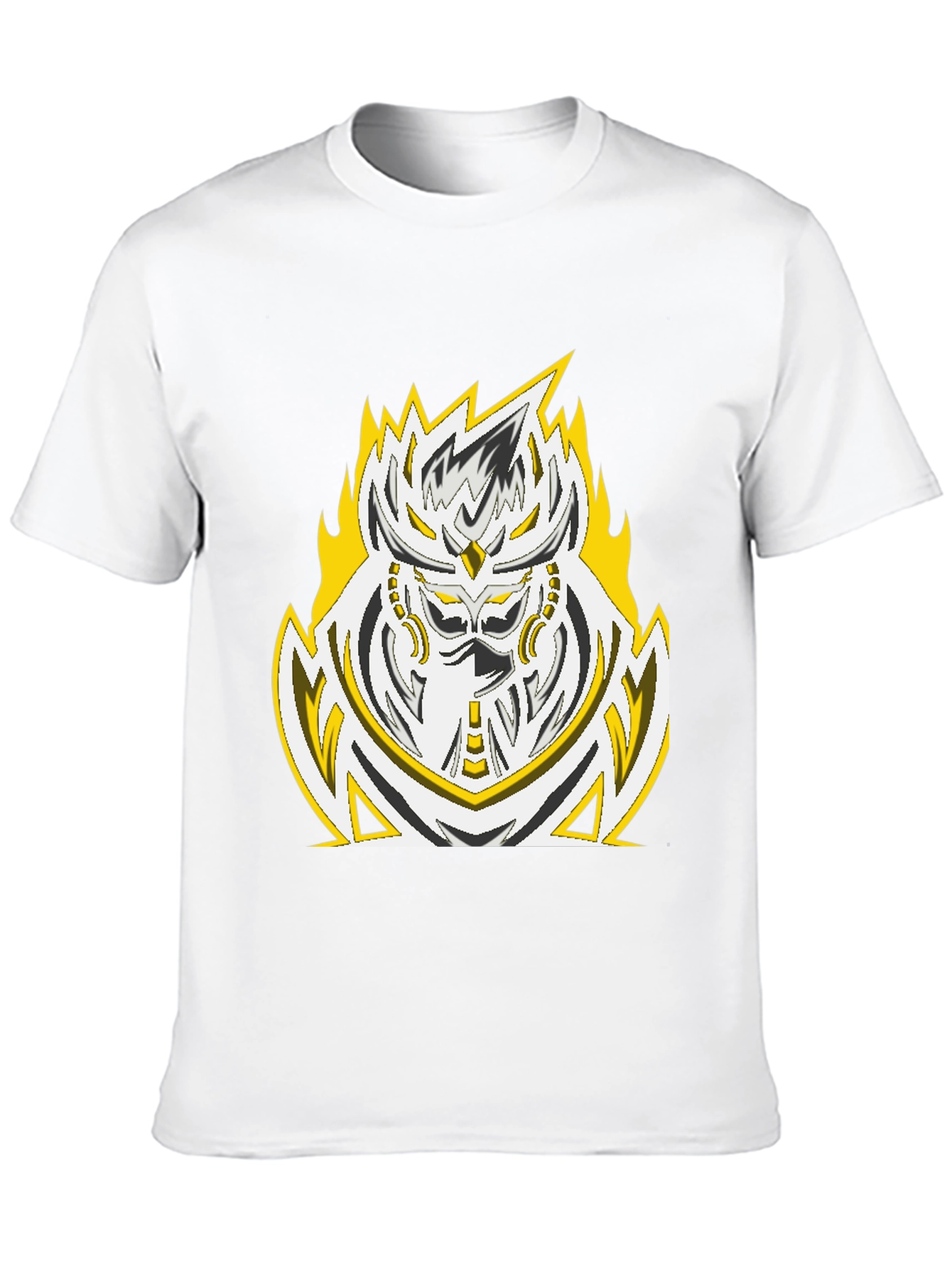 Fiery Warrior Graphic Tee - Black Cotton Blend