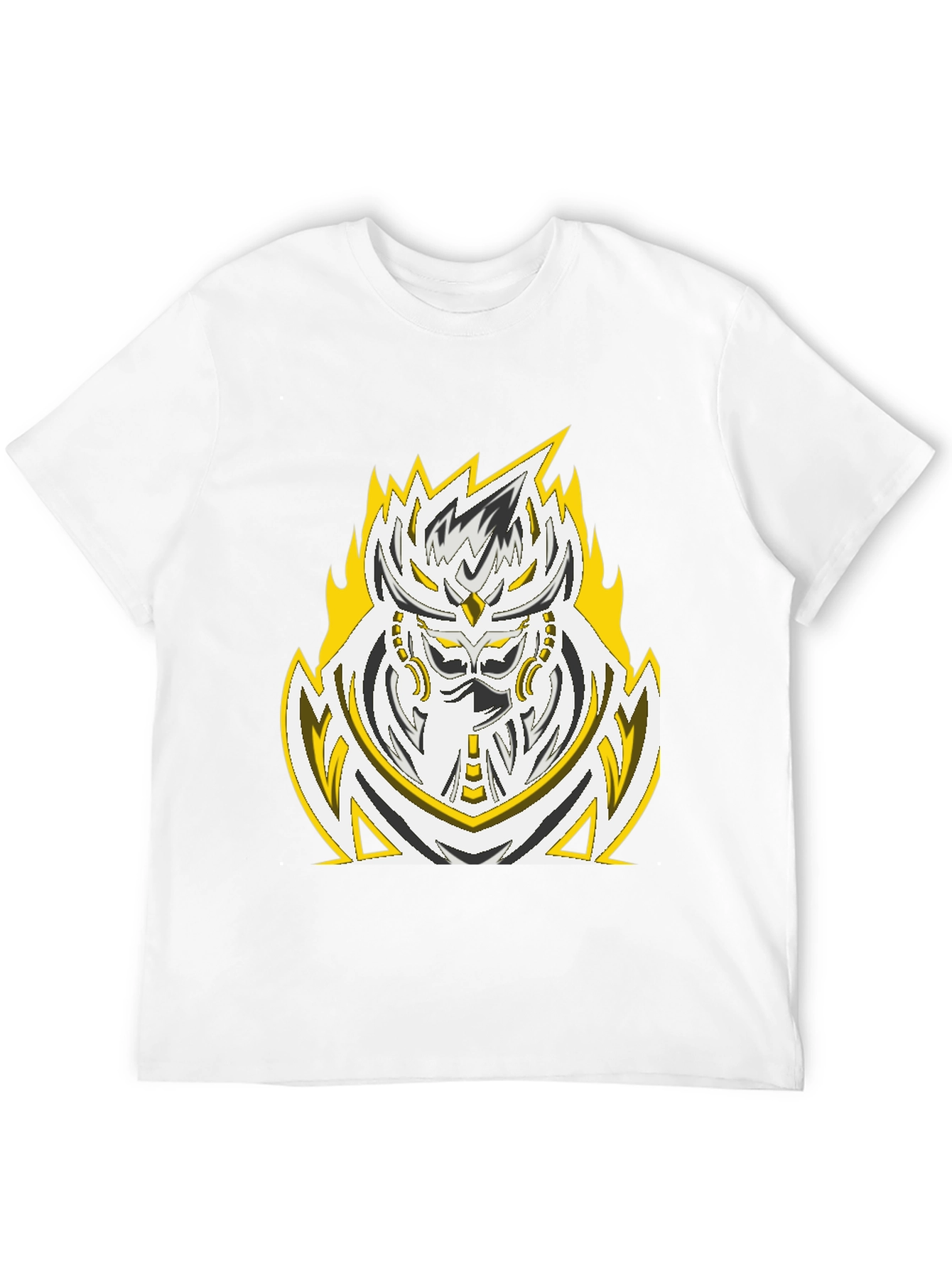 Fiery Warrior Graphic Tee - Black Cotton Blend