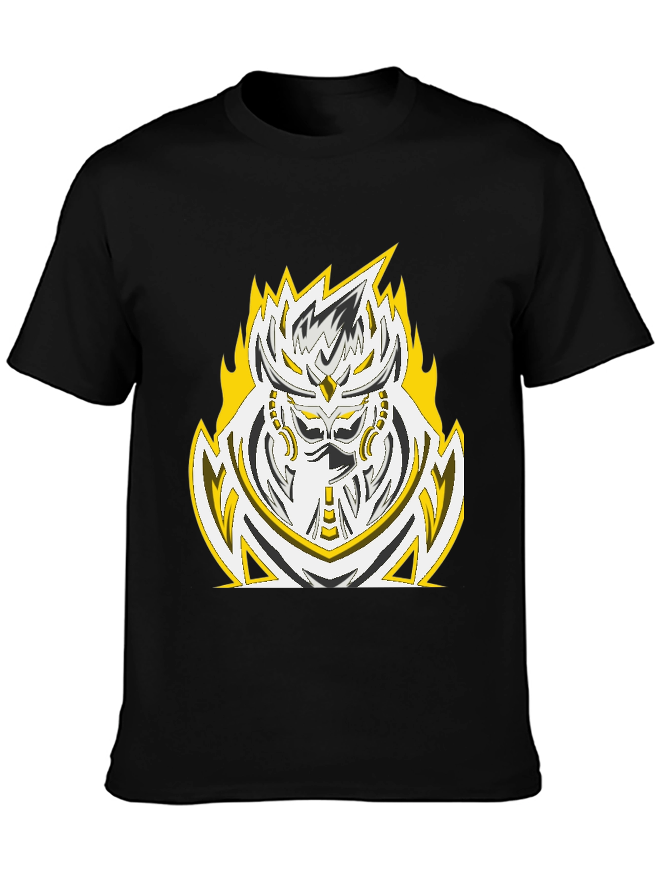 Fiery Warrior Graphic Tee - Black Cotton Blend