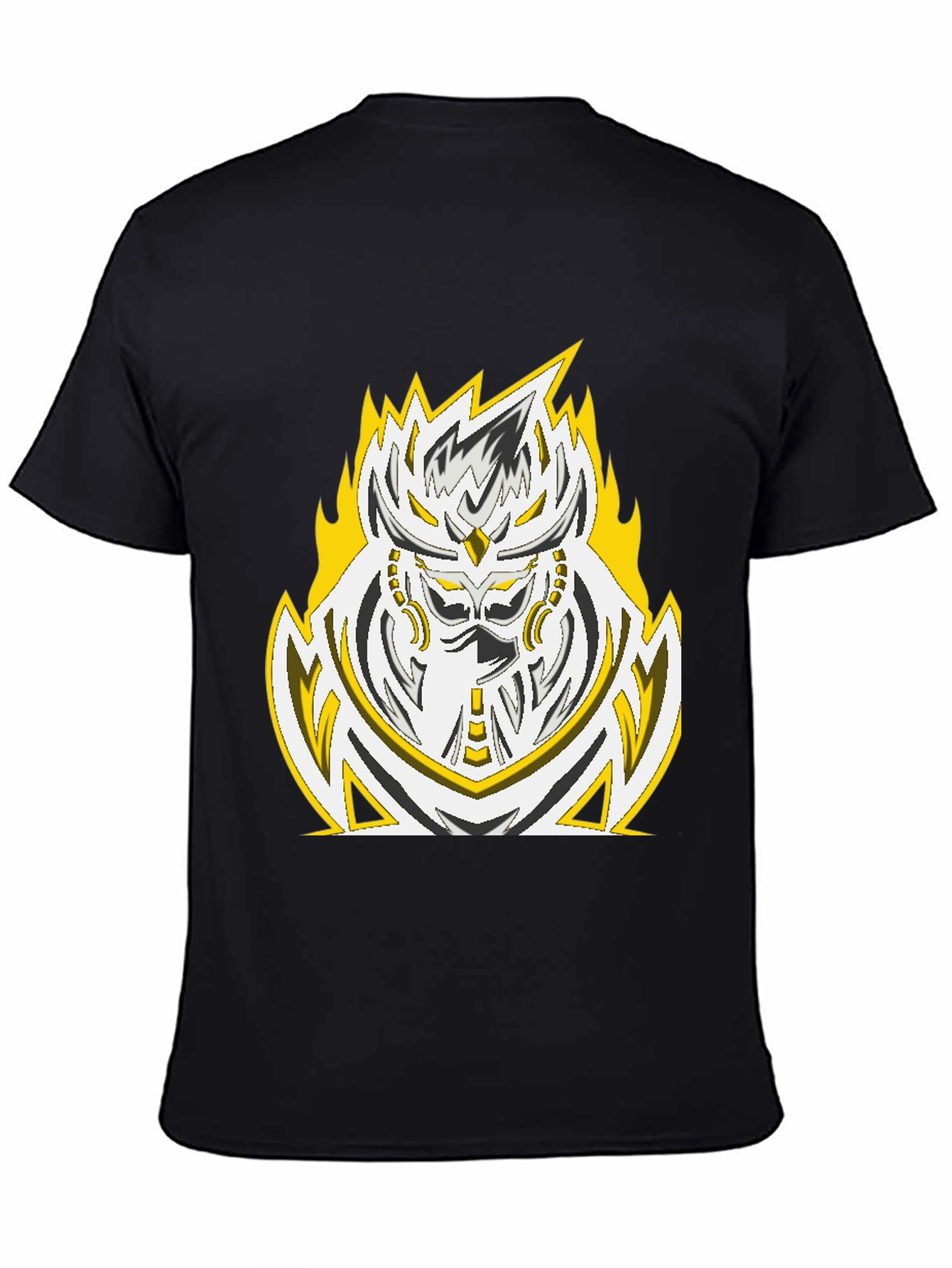 Fiery Warrior Graphic Tee - Black Cotton Blend