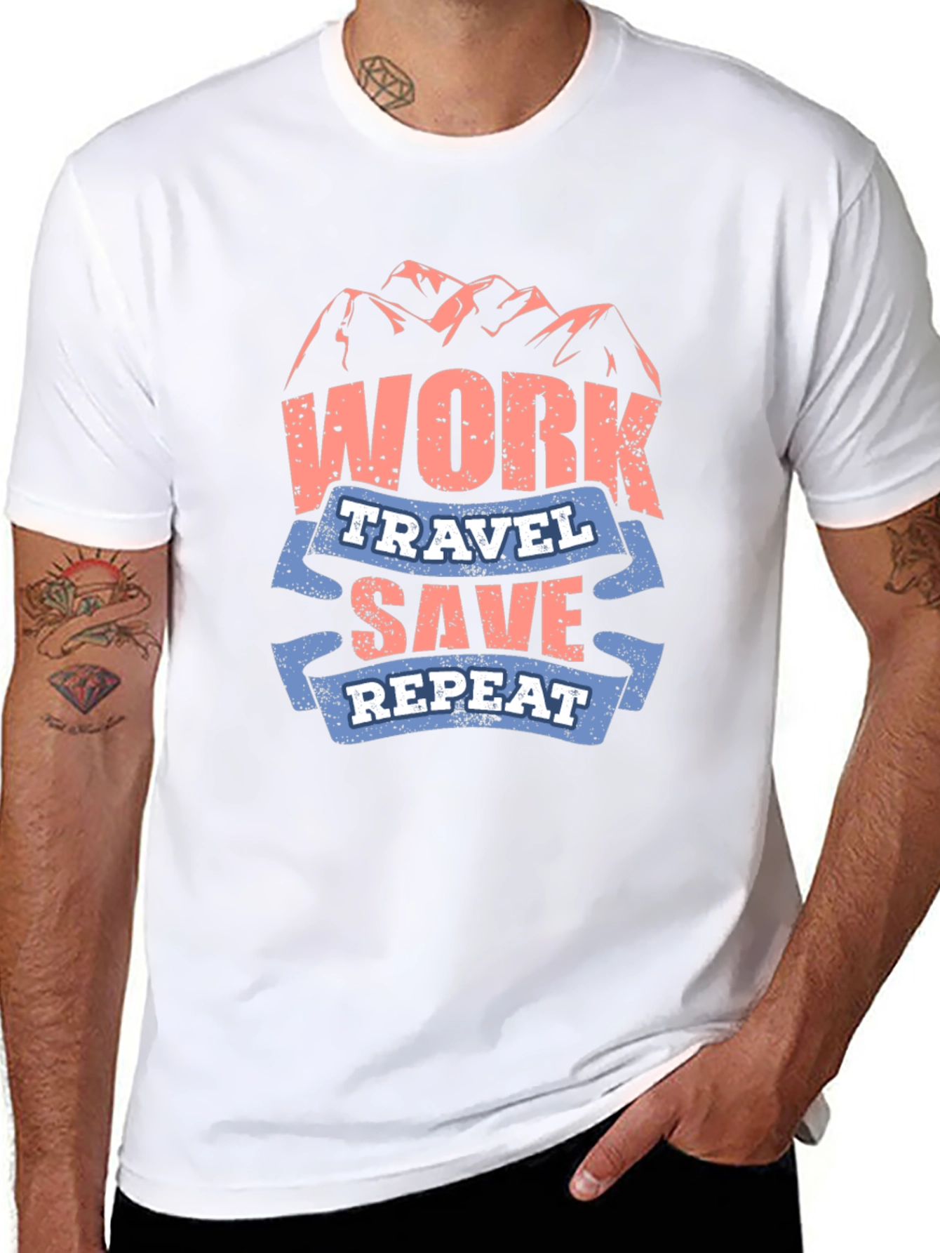 Work Travel Save Repeat Graphic T-Shirt