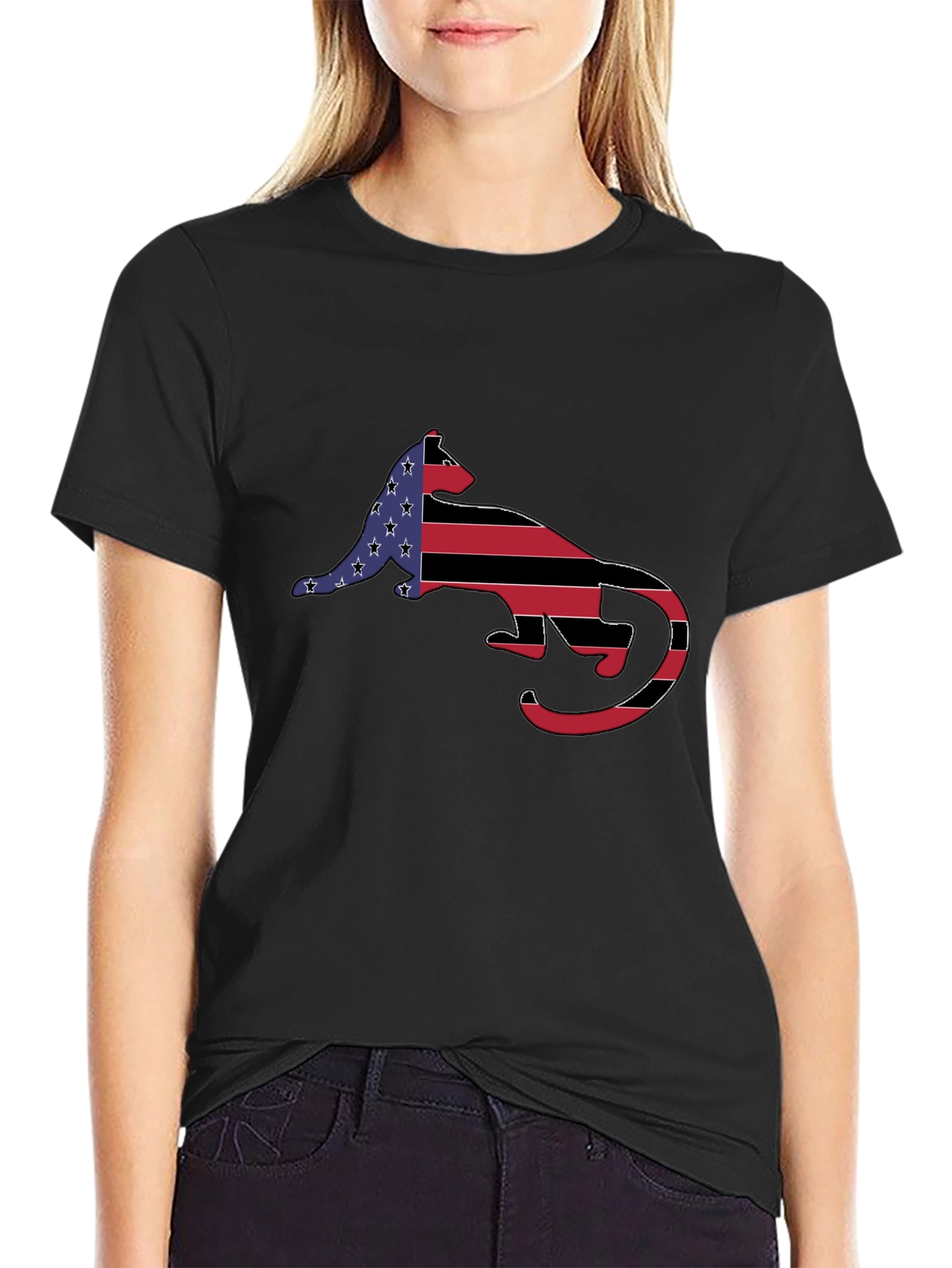 American Flag Otter Graphic T-Shirt