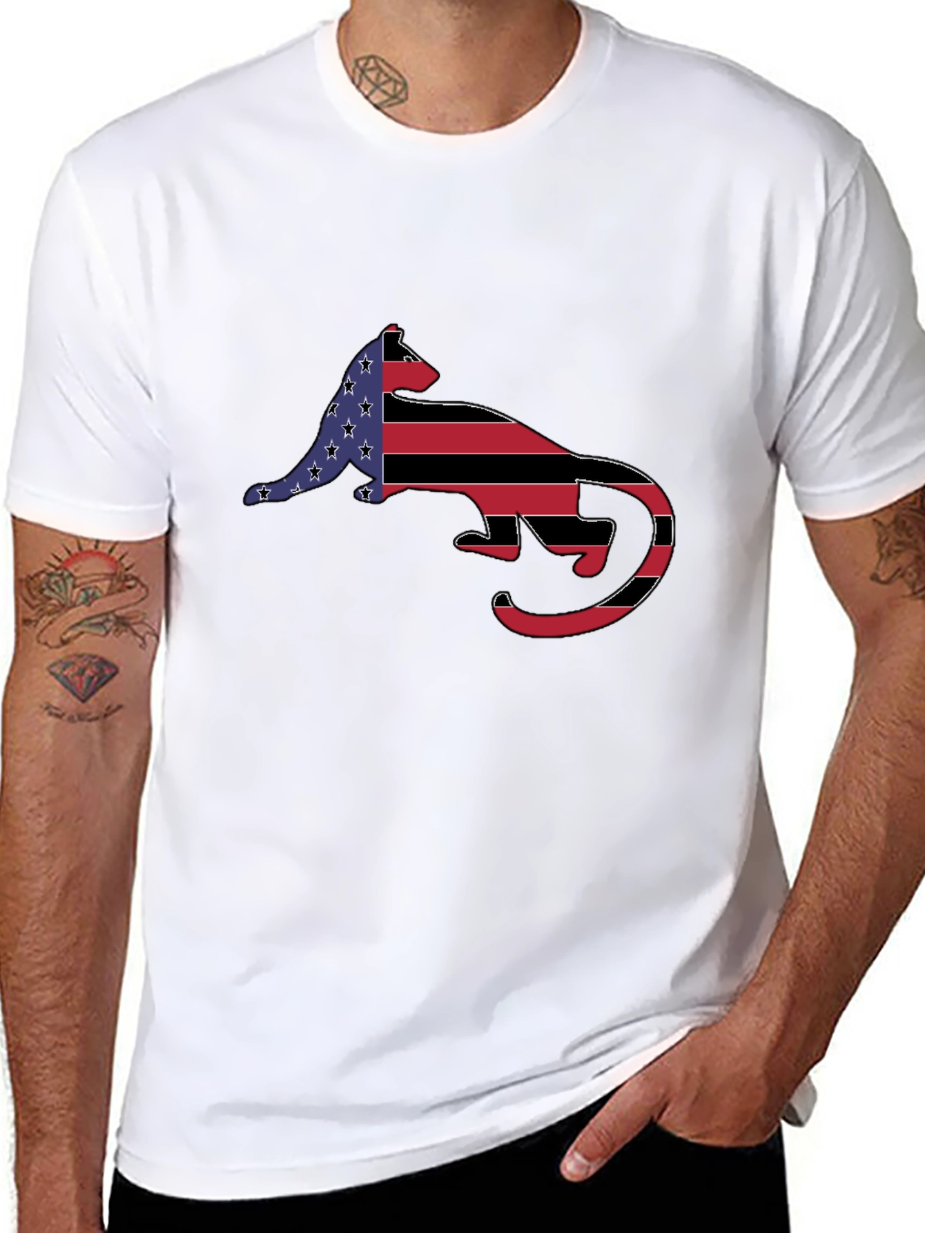 American Flag Otter Graphic T-Shirt