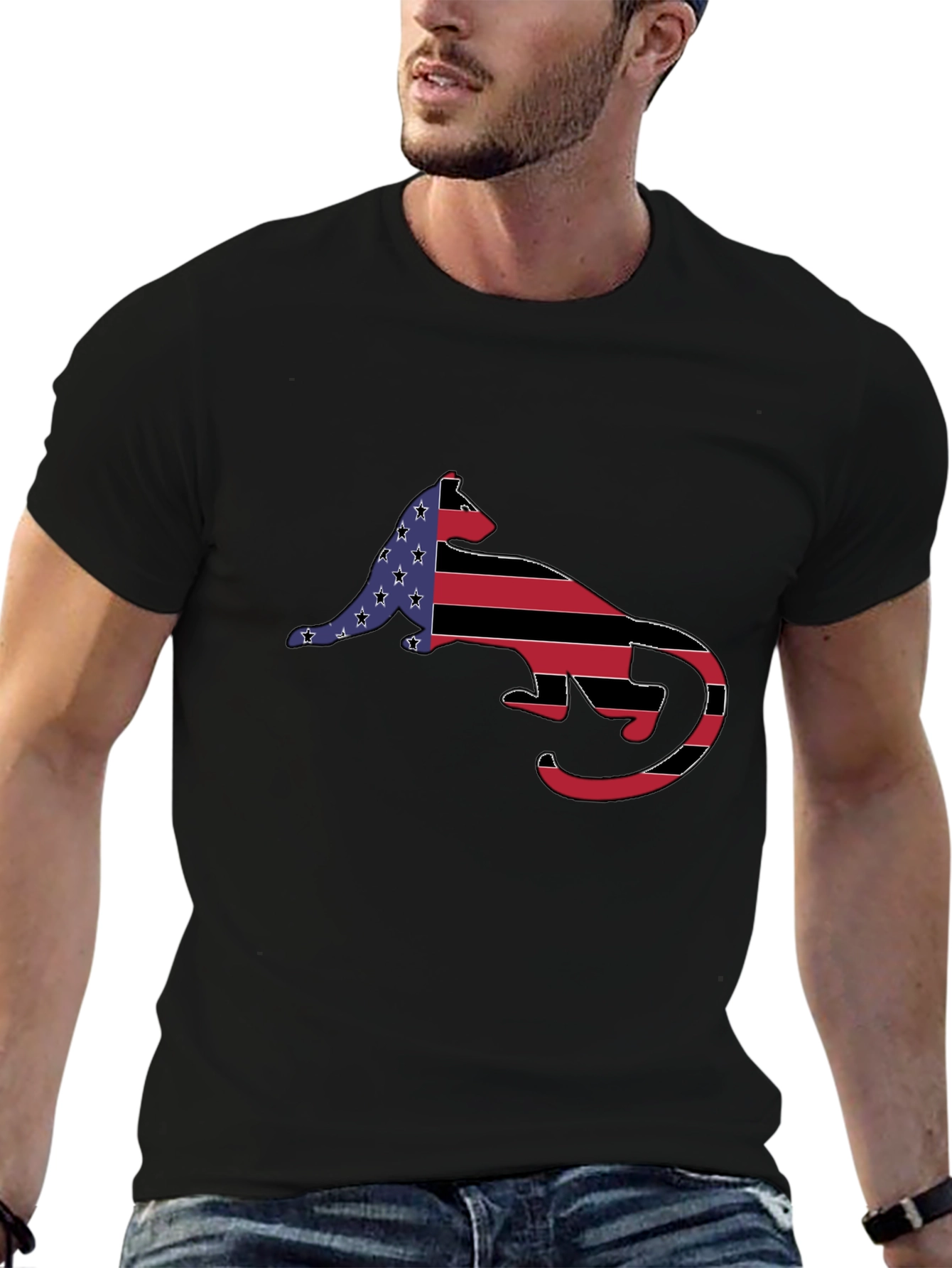 American Flag Otter Graphic T-Shirt