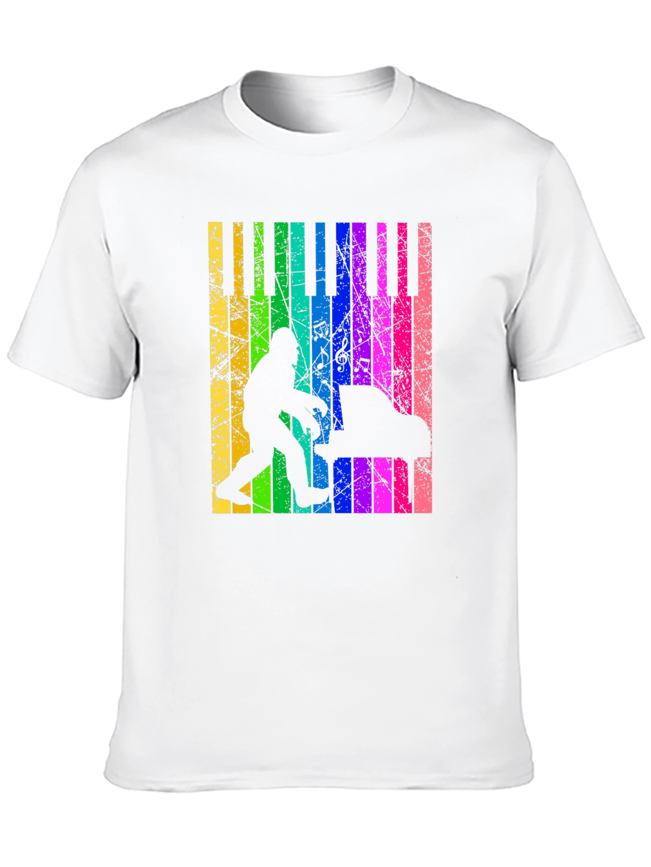 Bigfoot Piano T-Shirt - Rainbow Keyboard Design