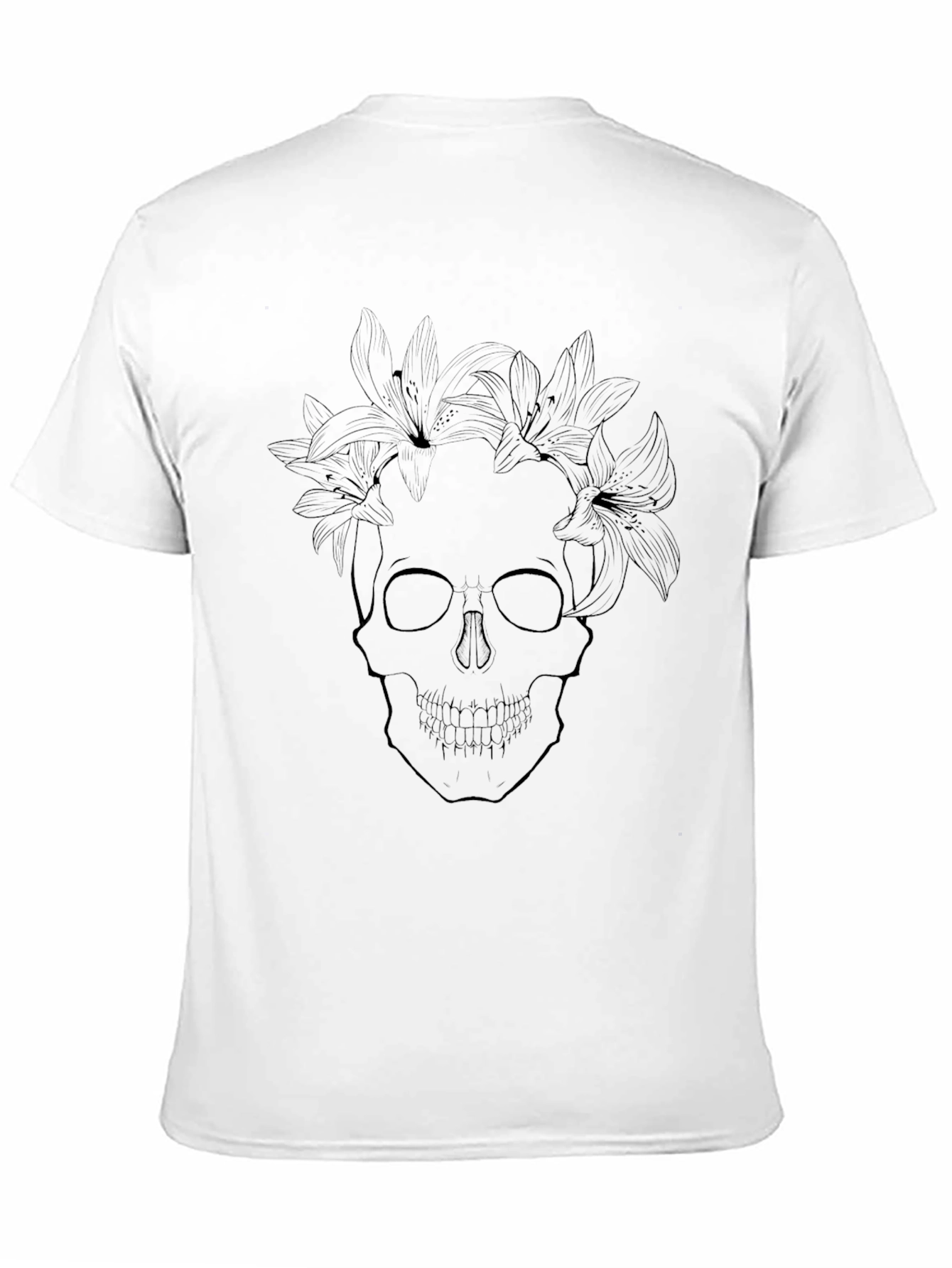 Floral Skull Graphic Tee - Stylish Black T-Shirt