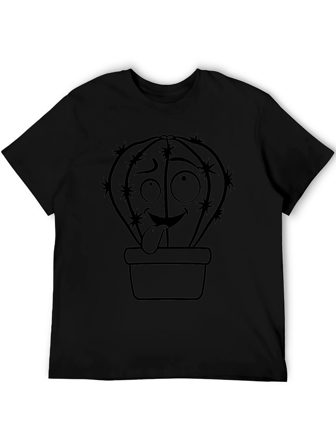 Funny Cactus Tongue T-Shirt - Black Cotton Blend