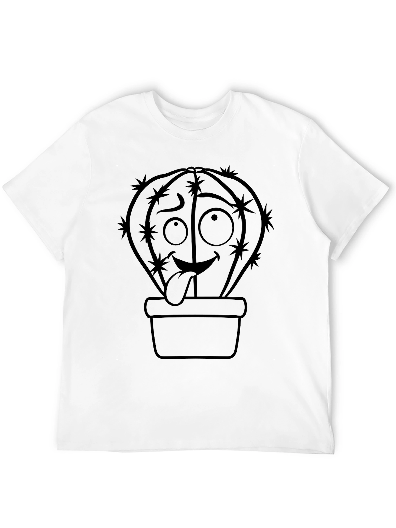 Funny Cactus Tongue T-Shirt - Black Cotton Blend