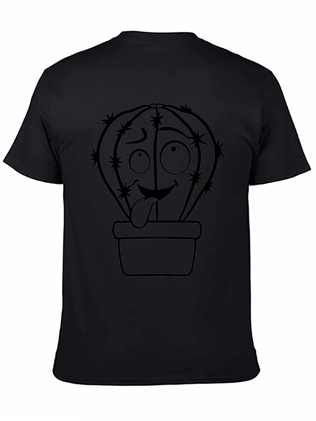 Funny Cactus Tongue T-Shirt - Black Cotton Blend