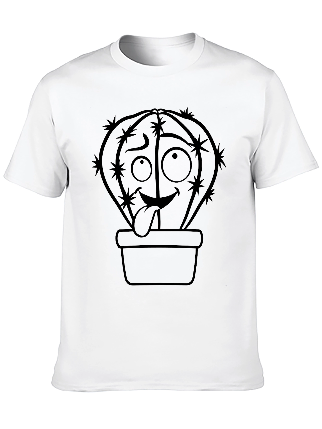 Funny Cactus Tongue T-Shirt - Black Cotton Blend