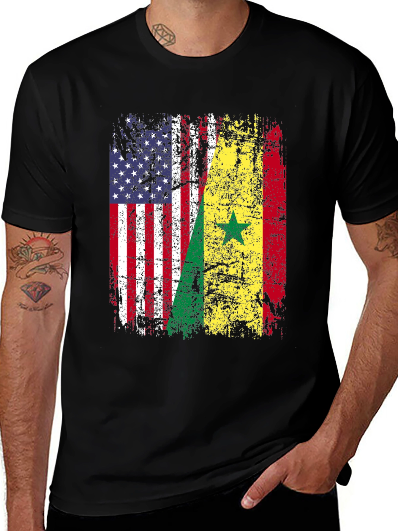 USA Senegal Flag Graphic T-Shirt