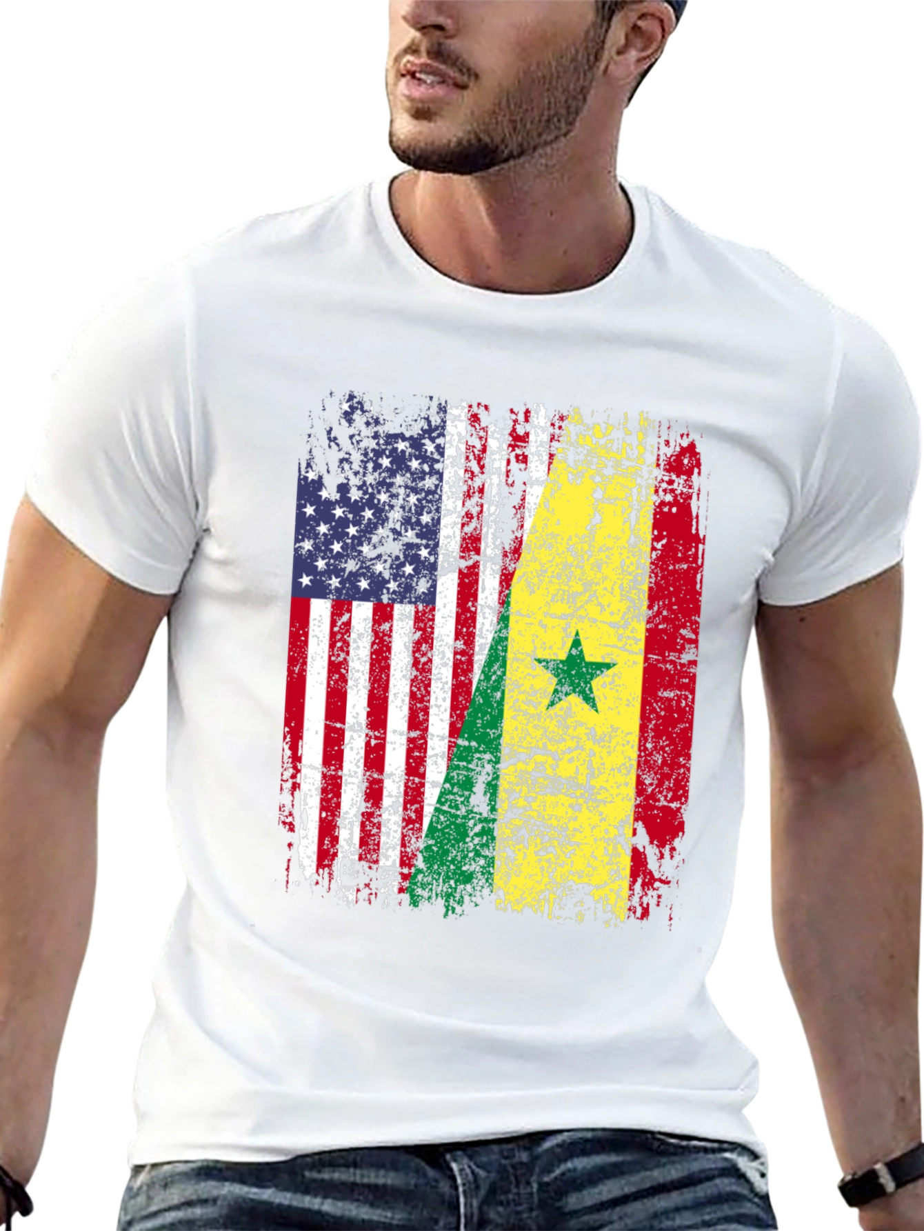 USA Senegal Flag Graphic T-Shirt