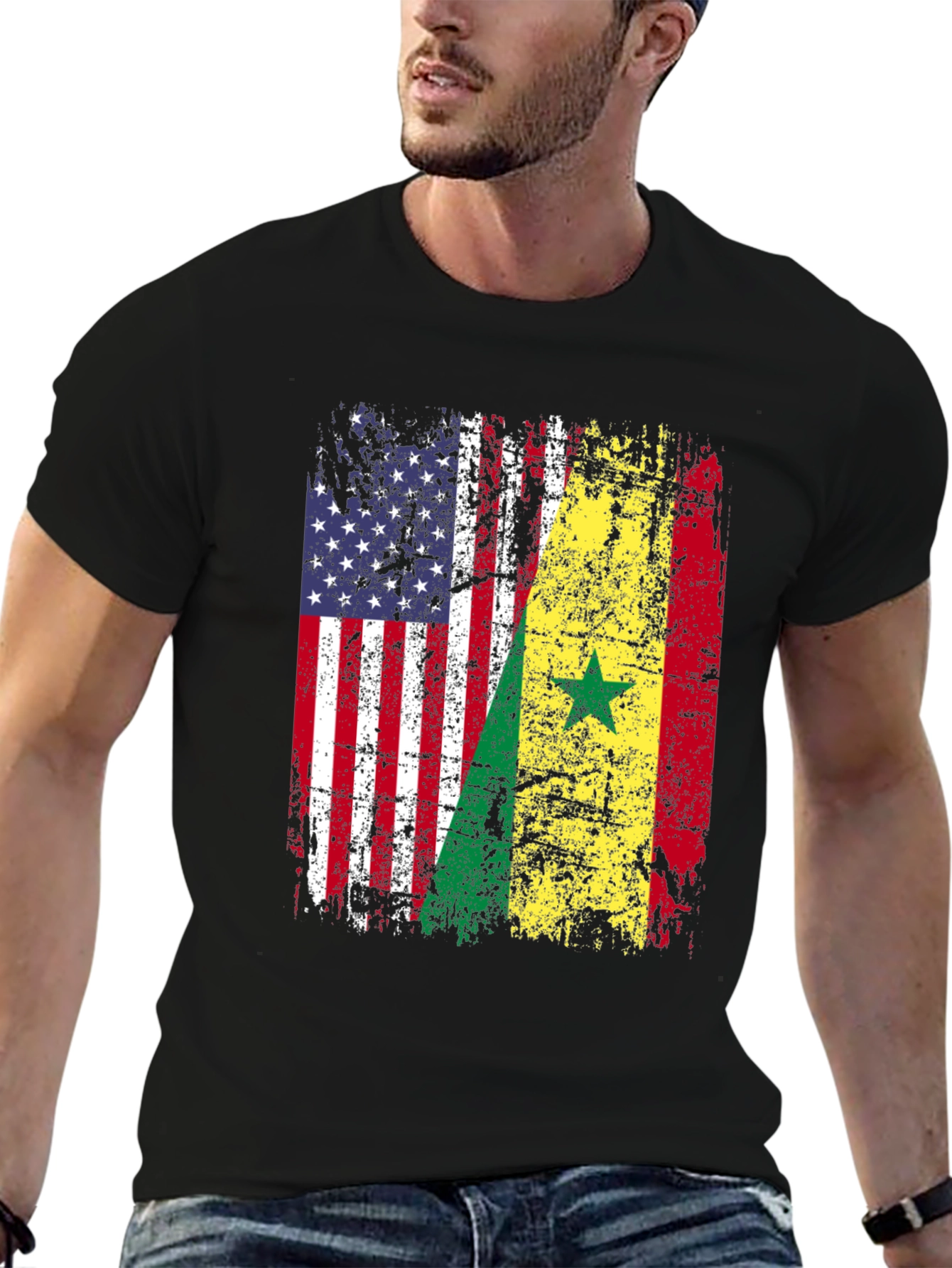 USA Senegal Flag Graphic T-Shirt