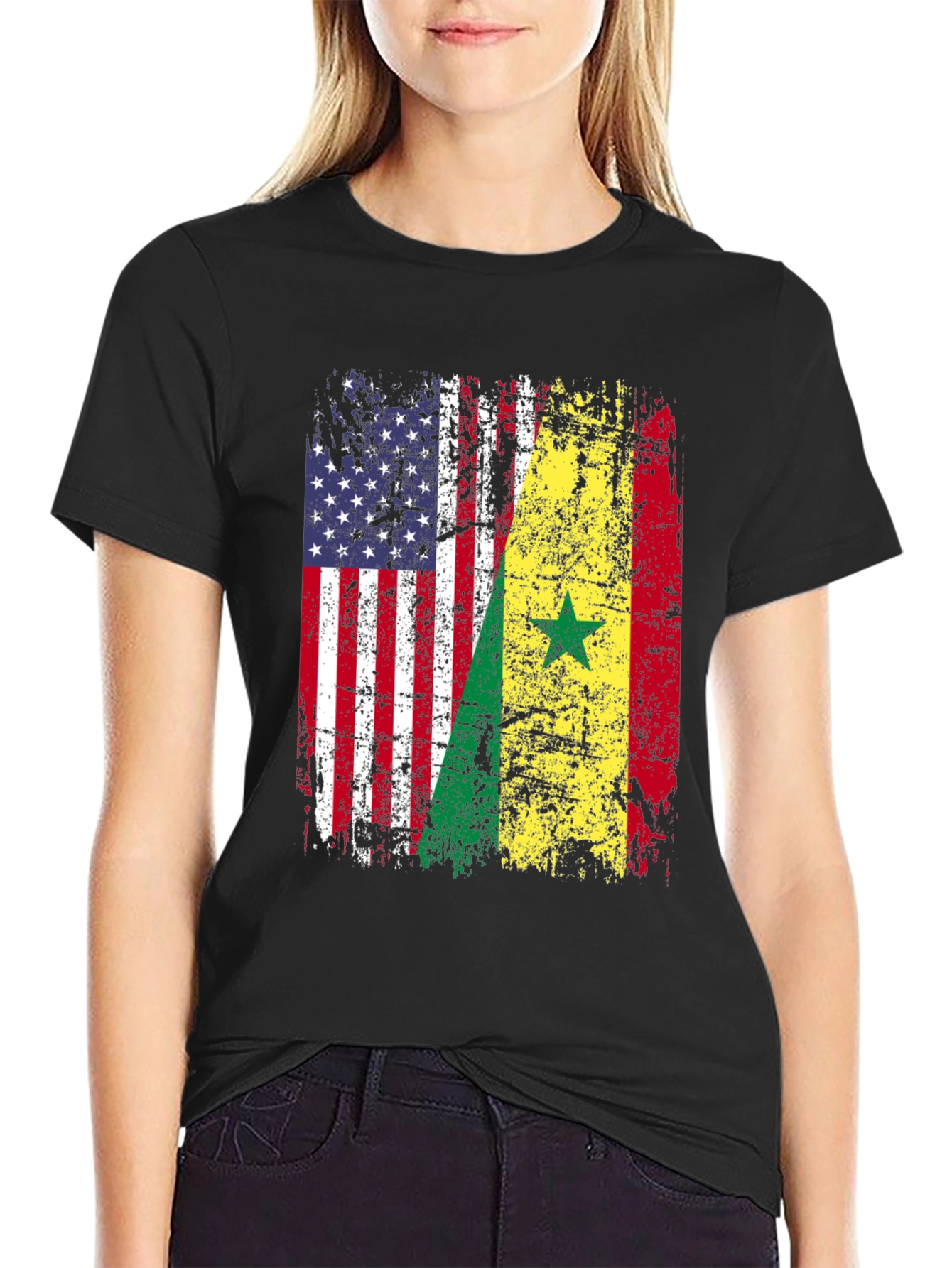 USA Senegal Flag Graphic T-Shirt
