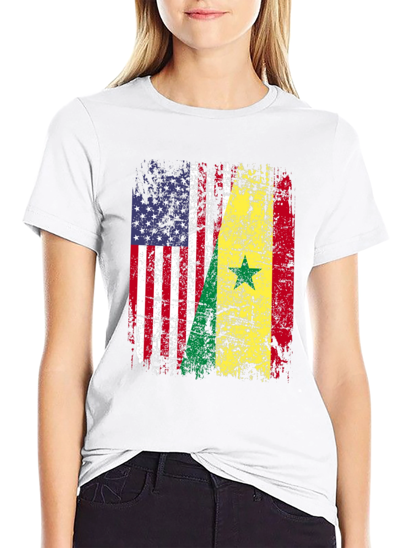 USA Senegal Flag Graphic T-Shirt