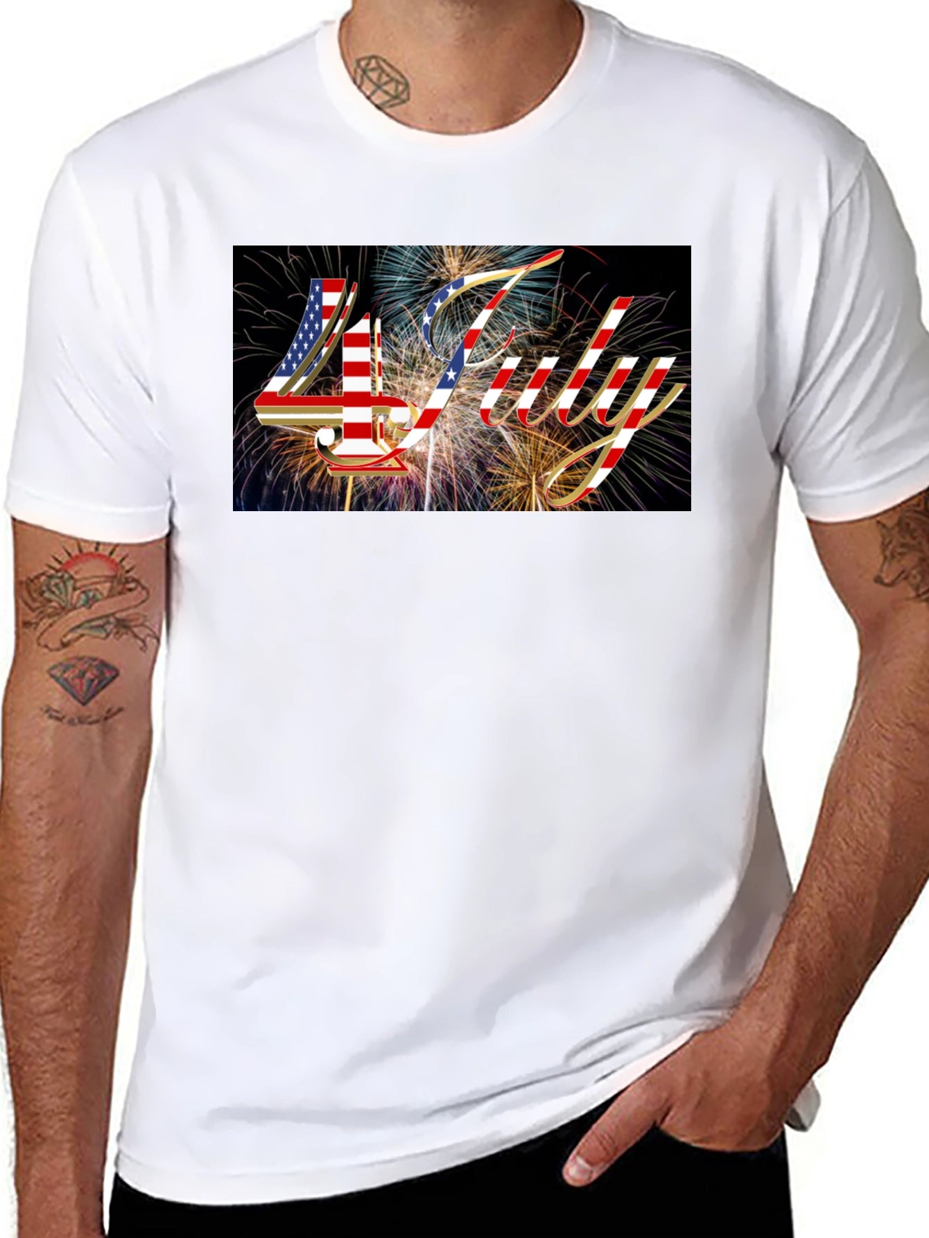 Patriotic 4th of July Fireworks Graphic Tee