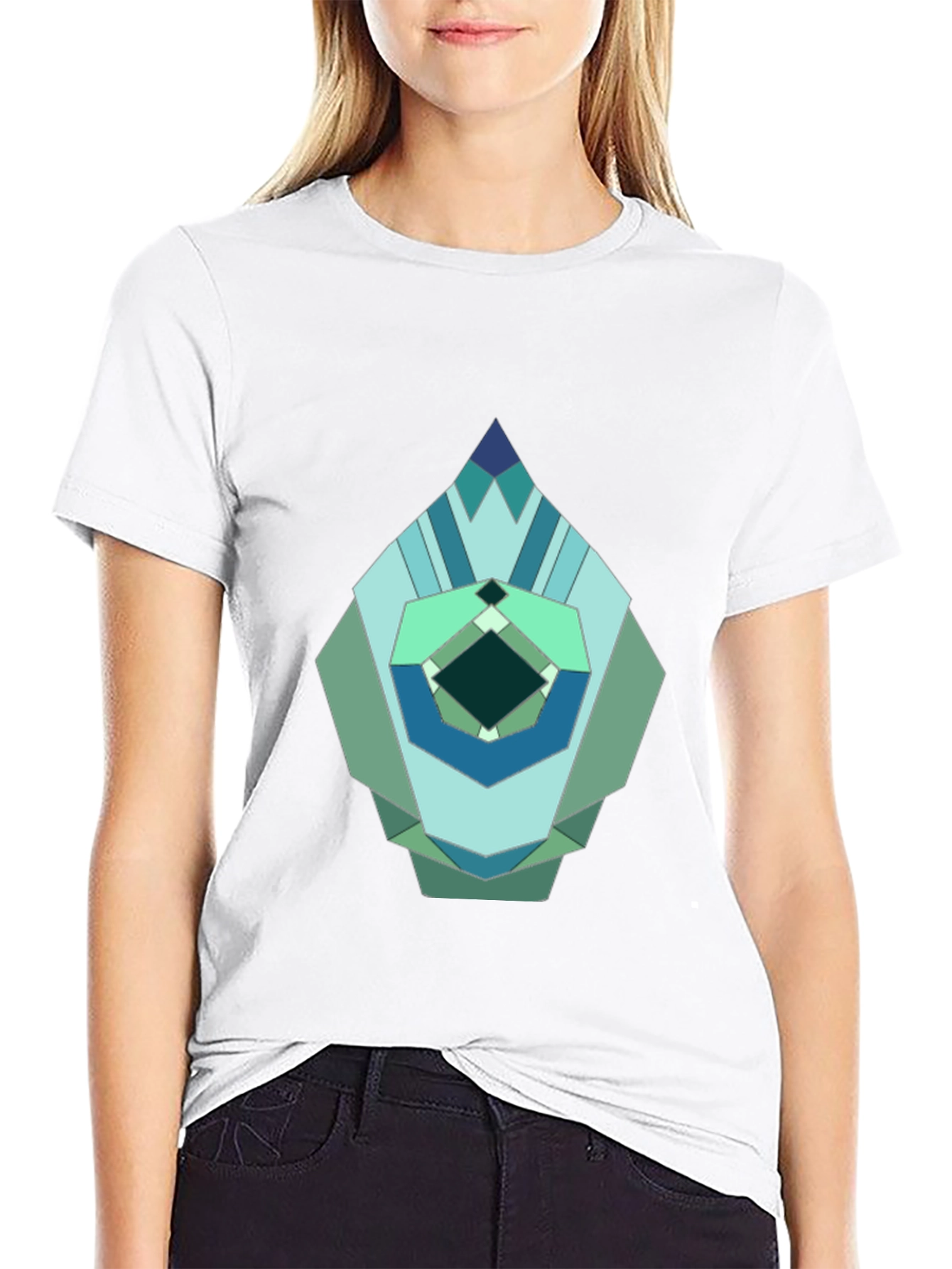 Geometric Jewel Graphic Tee - Modern Abstract Design