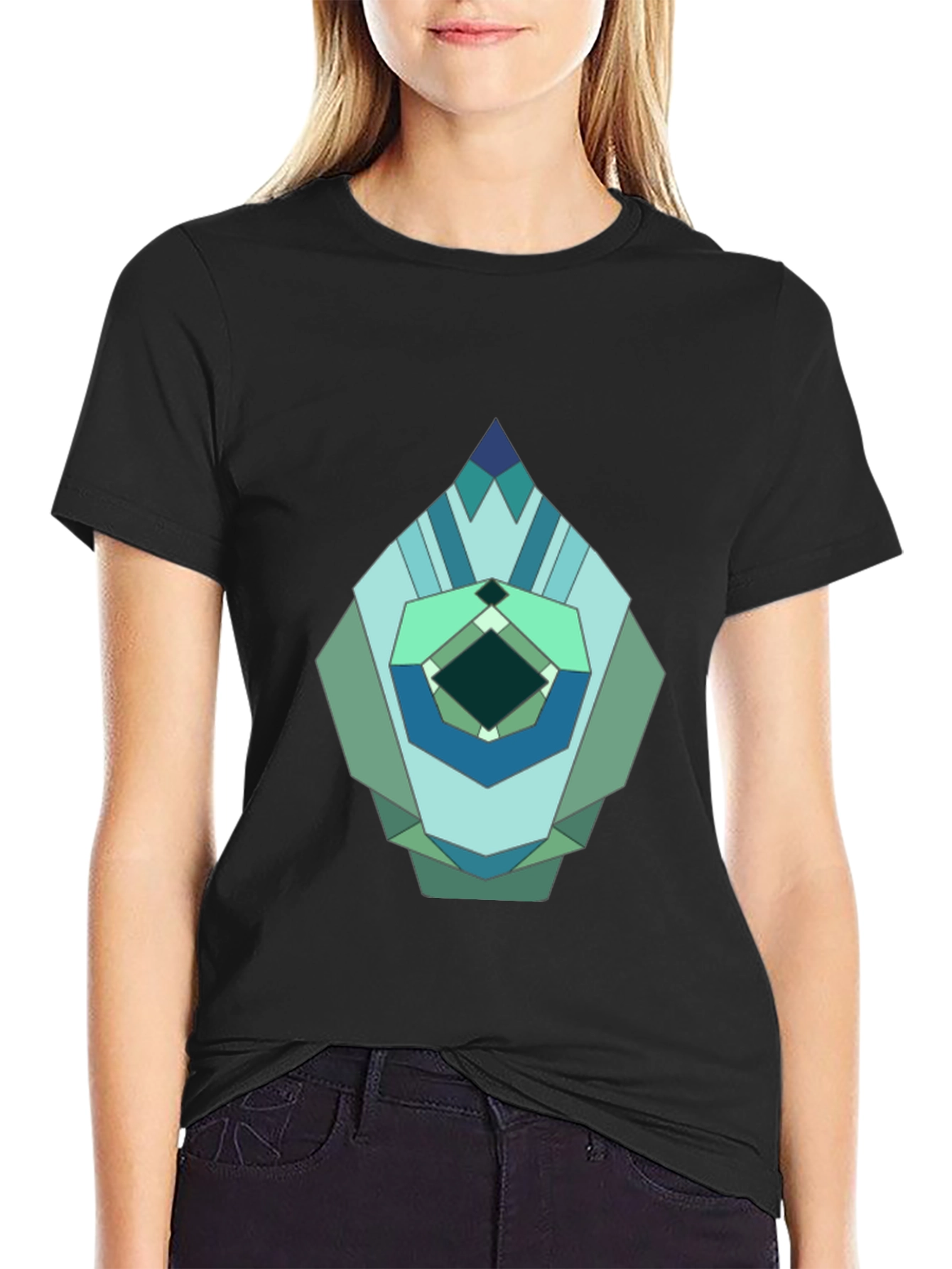 Geometric Jewel Graphic Tee - Modern Abstract Design