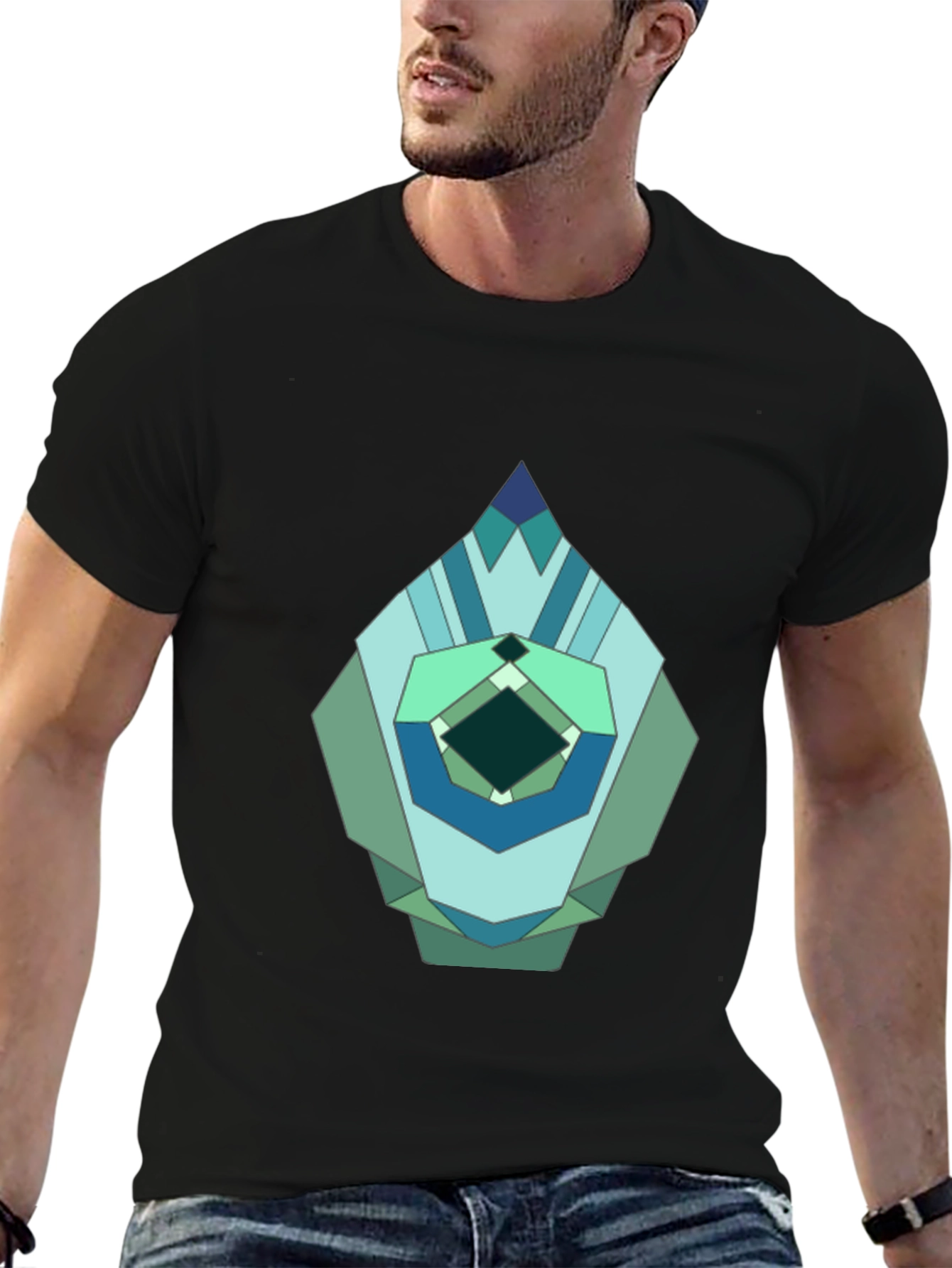 Geometric Jewel Graphic Tee - Modern Abstract Design
