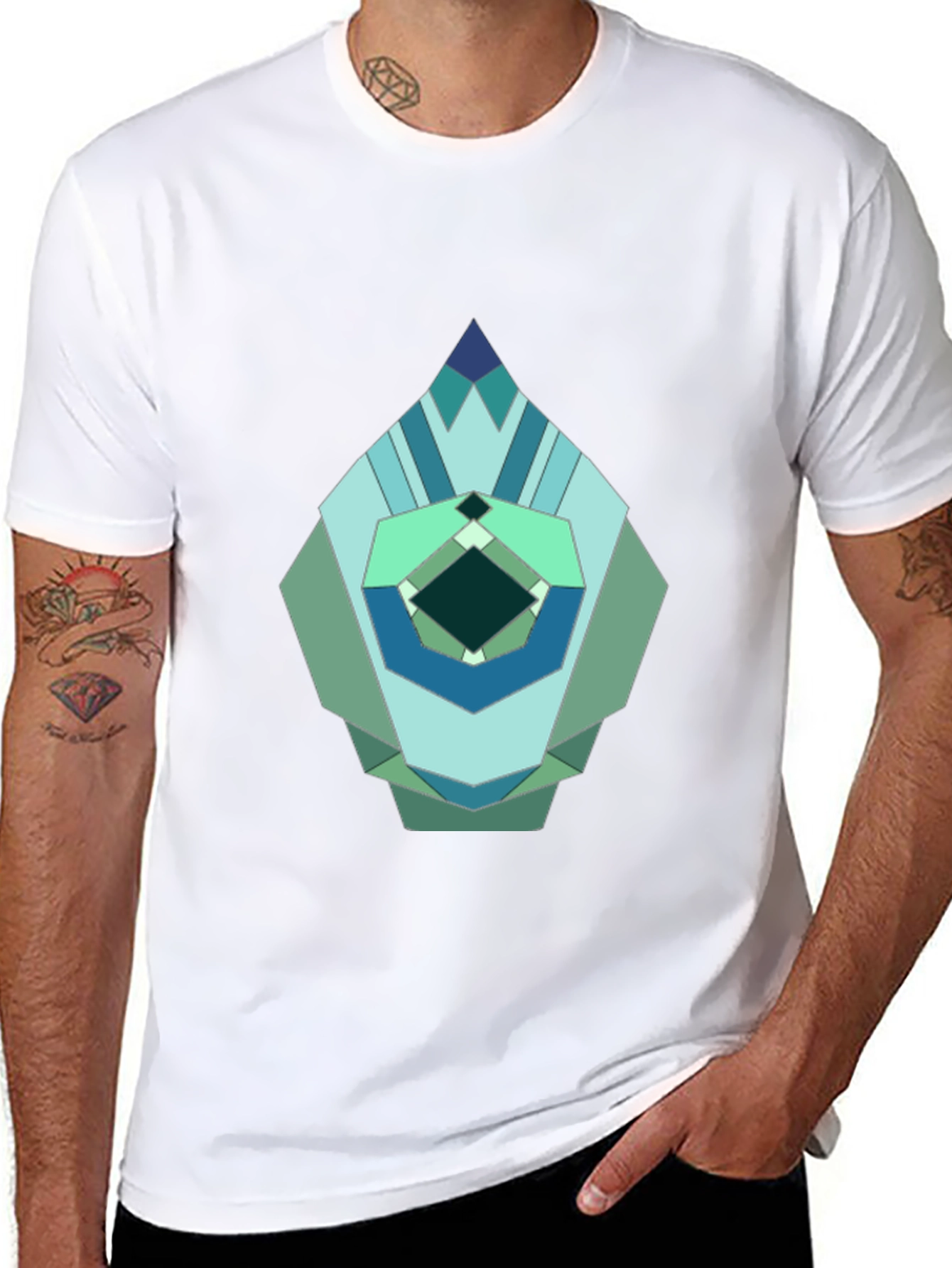 Geometric Jewel Graphic Tee - Modern Abstract Design