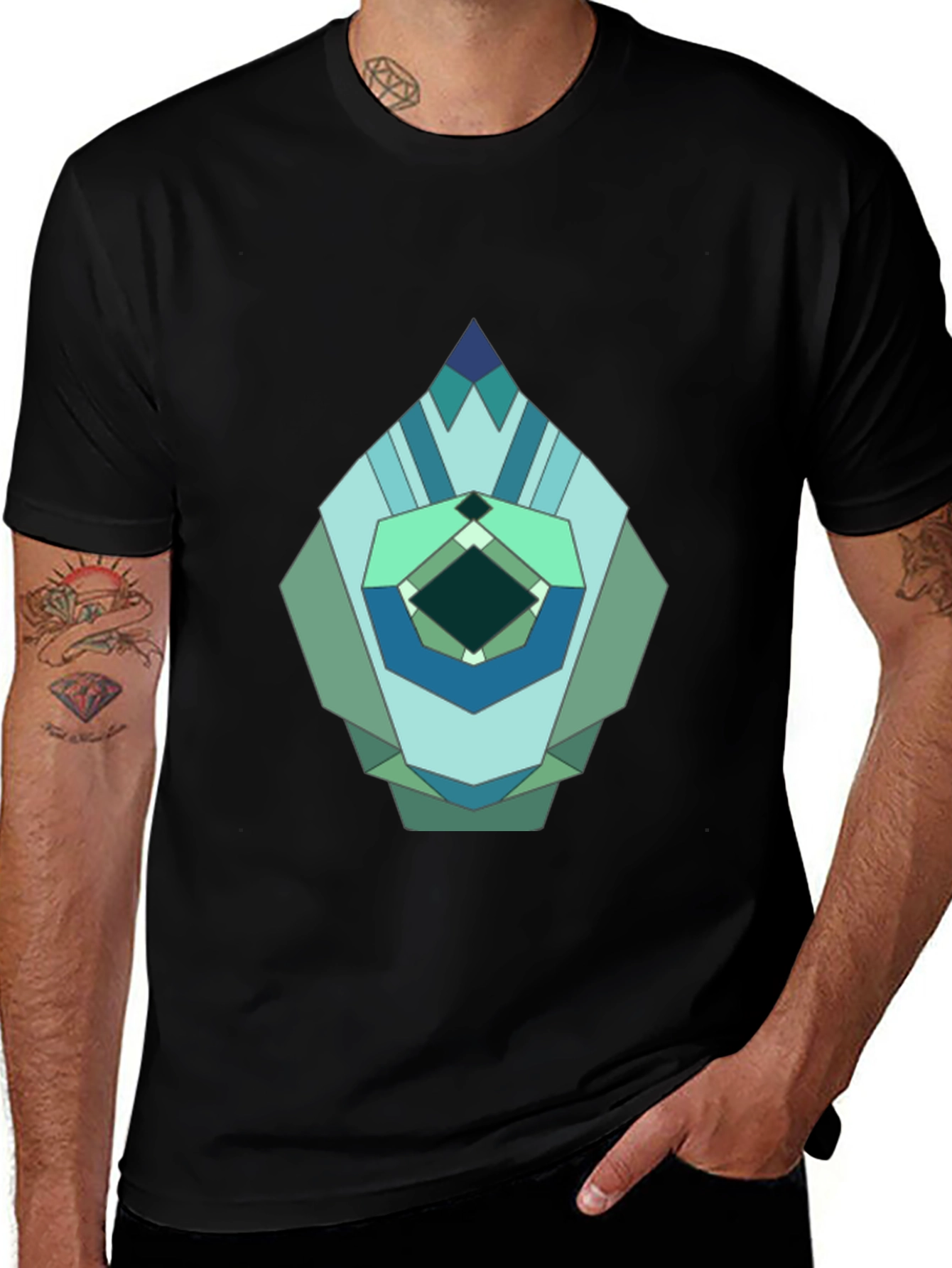 Geometric Jewel Graphic Tee - Modern Abstract Design
