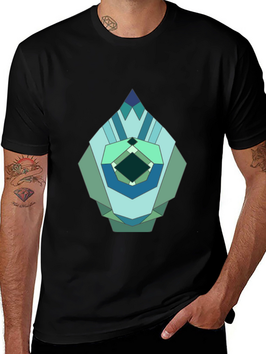 Geometric Jewel Graphic Tee - Modern Abstract Design