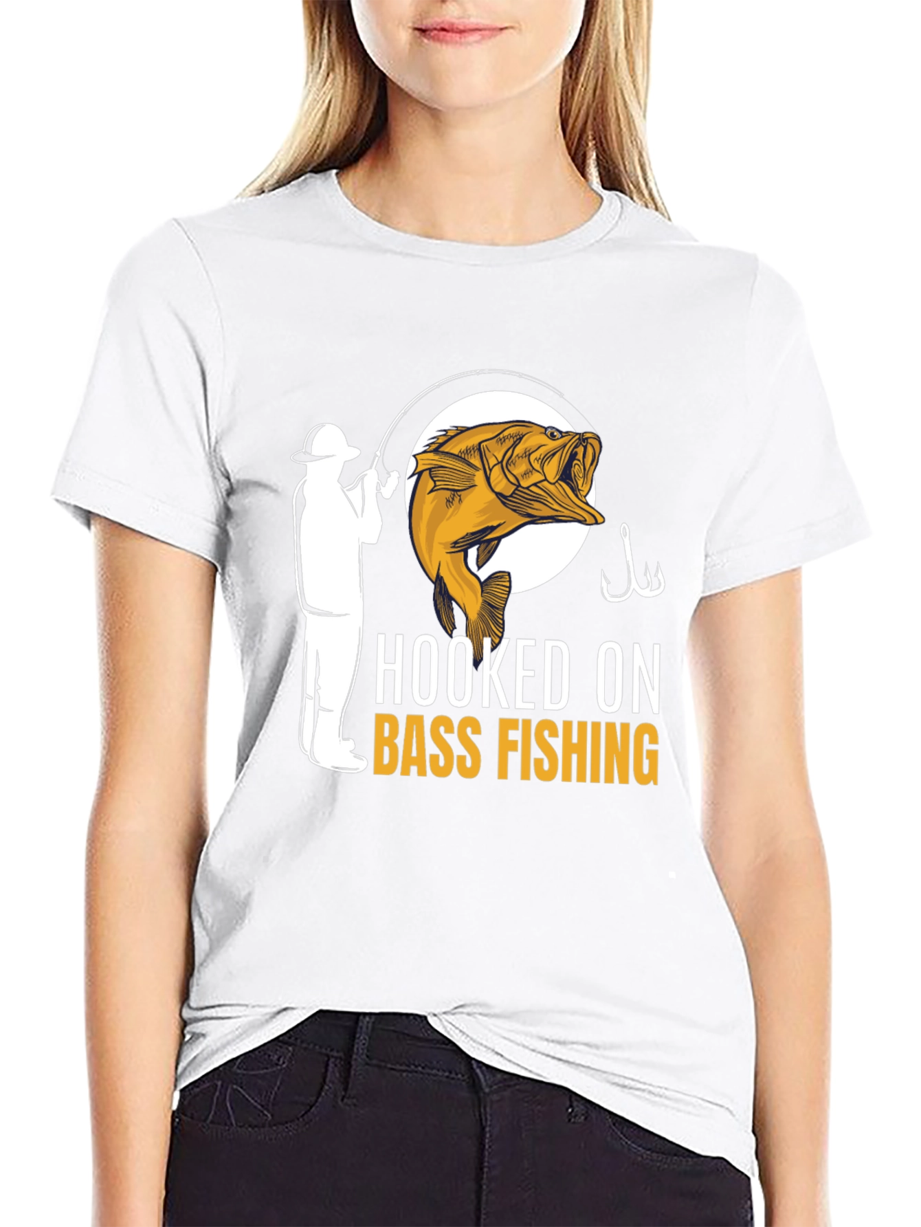 Hooked On Bass Fishing T-Shirt - Angler Design