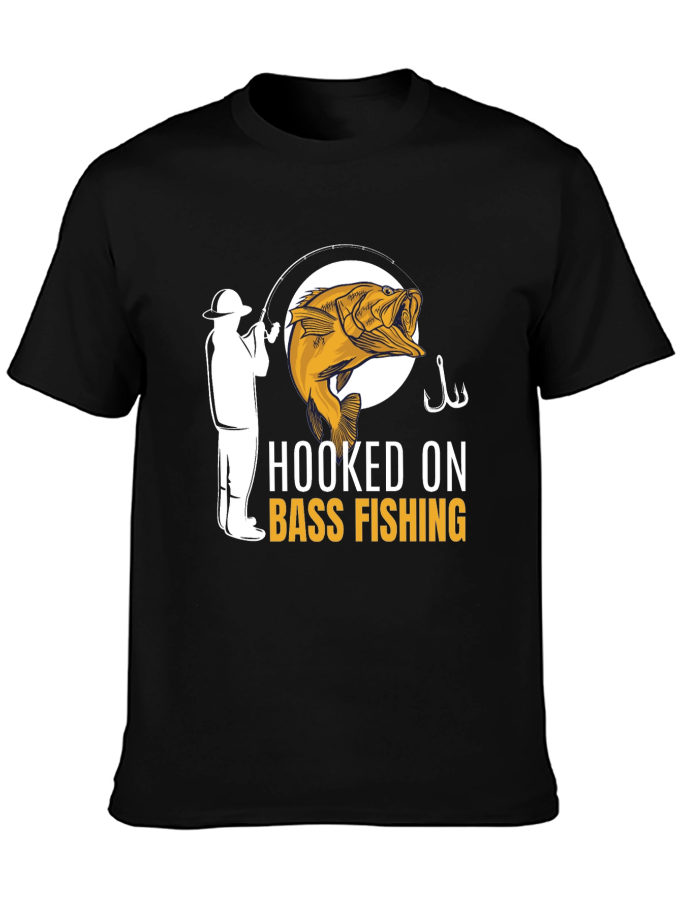 Hooked On Bass Fishing T-Shirt - Angler Design