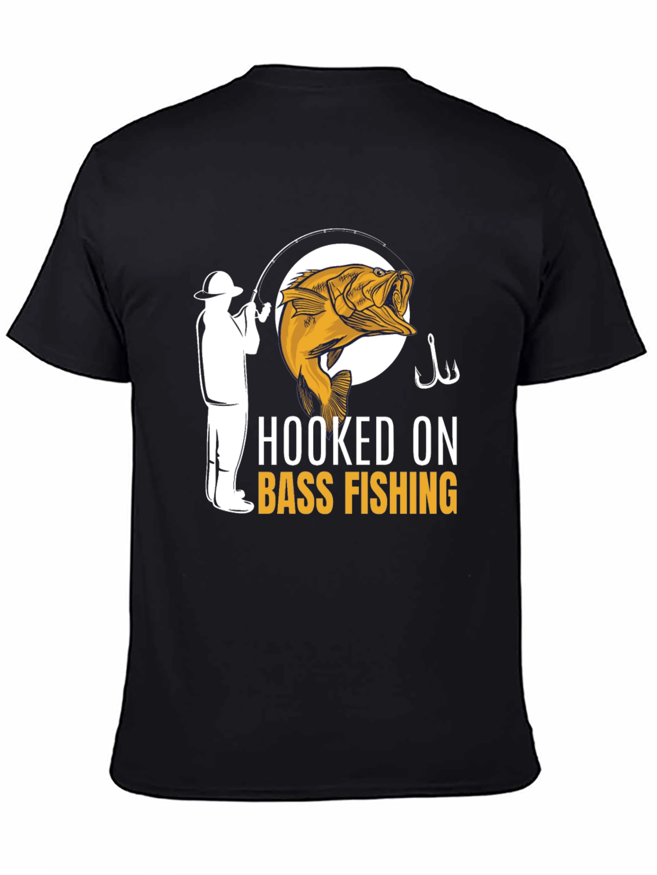 Hooked On Bass Fishing T-Shirt - Angler Design